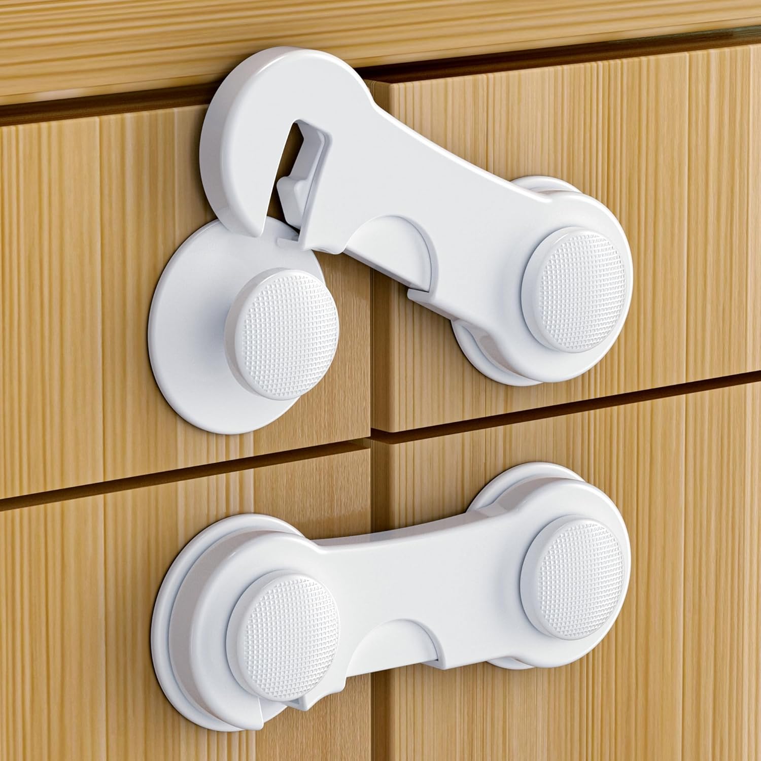 Septeamay child safety cupboard locks (12-pack) for drawers, doors & fridges