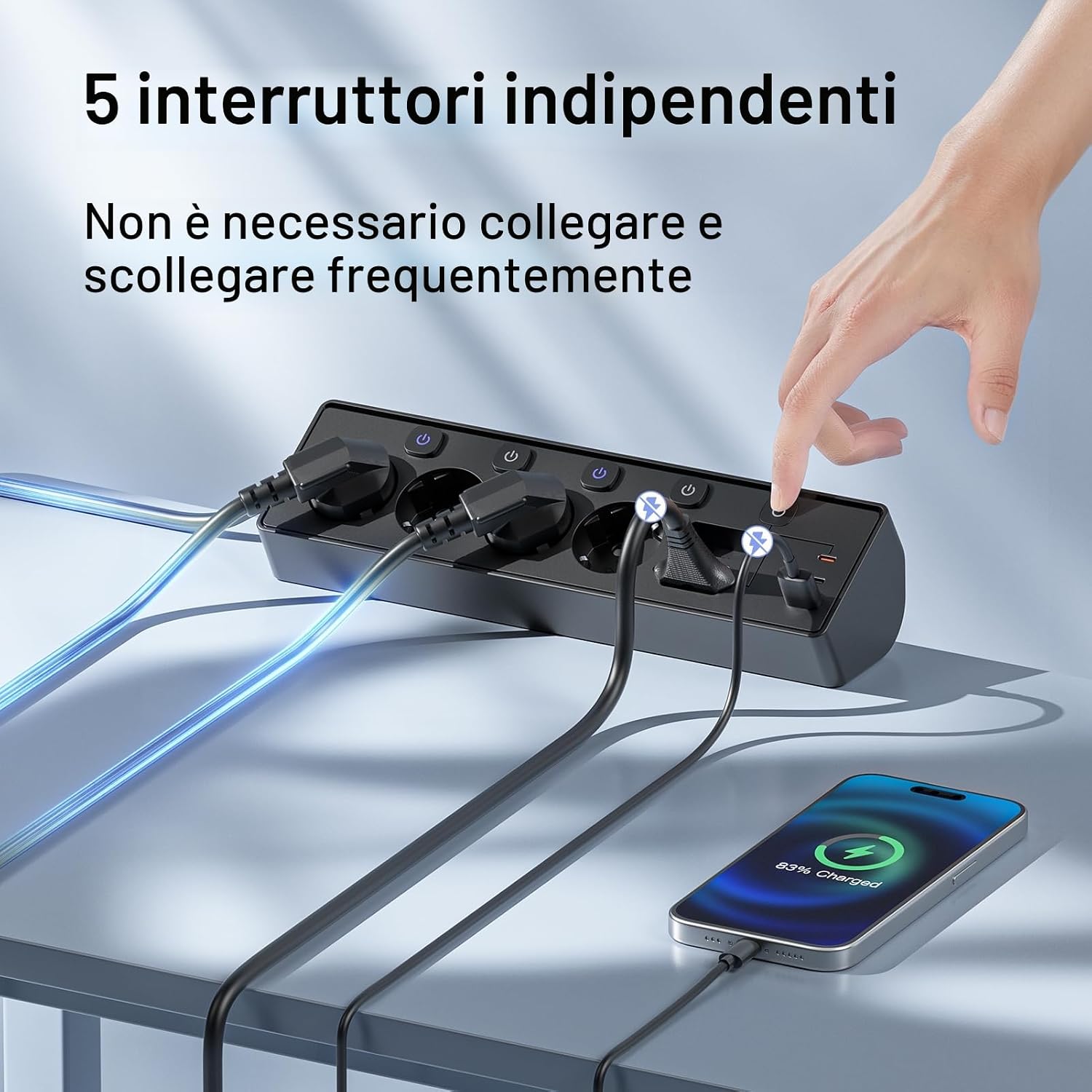 Thumbnail 3 de KEMELO Ciabatta Multipresa con protezione da sovratensioni, 6 prese AC e 3 USB (PD 30W) con interruttore