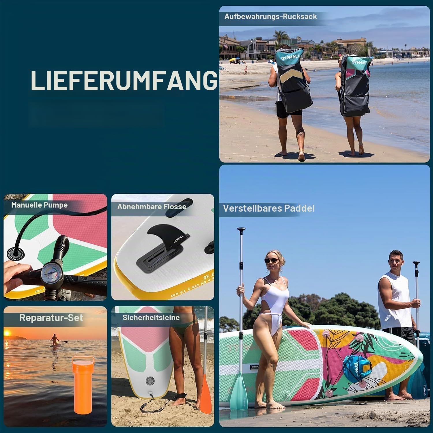 Detalle 2 de GYMMALL Stand Up Paddling Board – Aufblasbares Sup Board für Erwachsene und Jugendliche