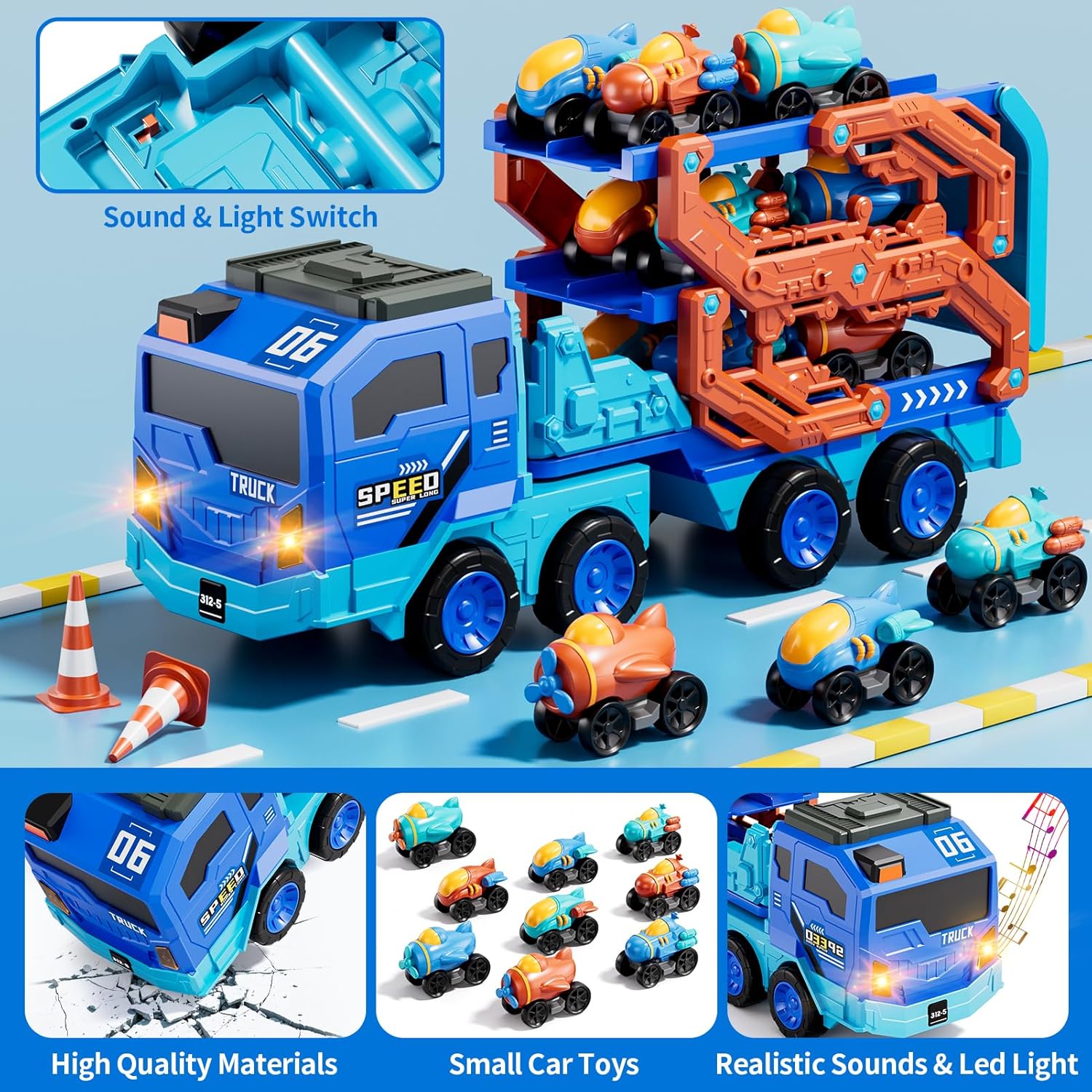 Thumbnail 4 de IHAHA 10-in-1 Foldable Space Truck carrier with 9 cars 🚚