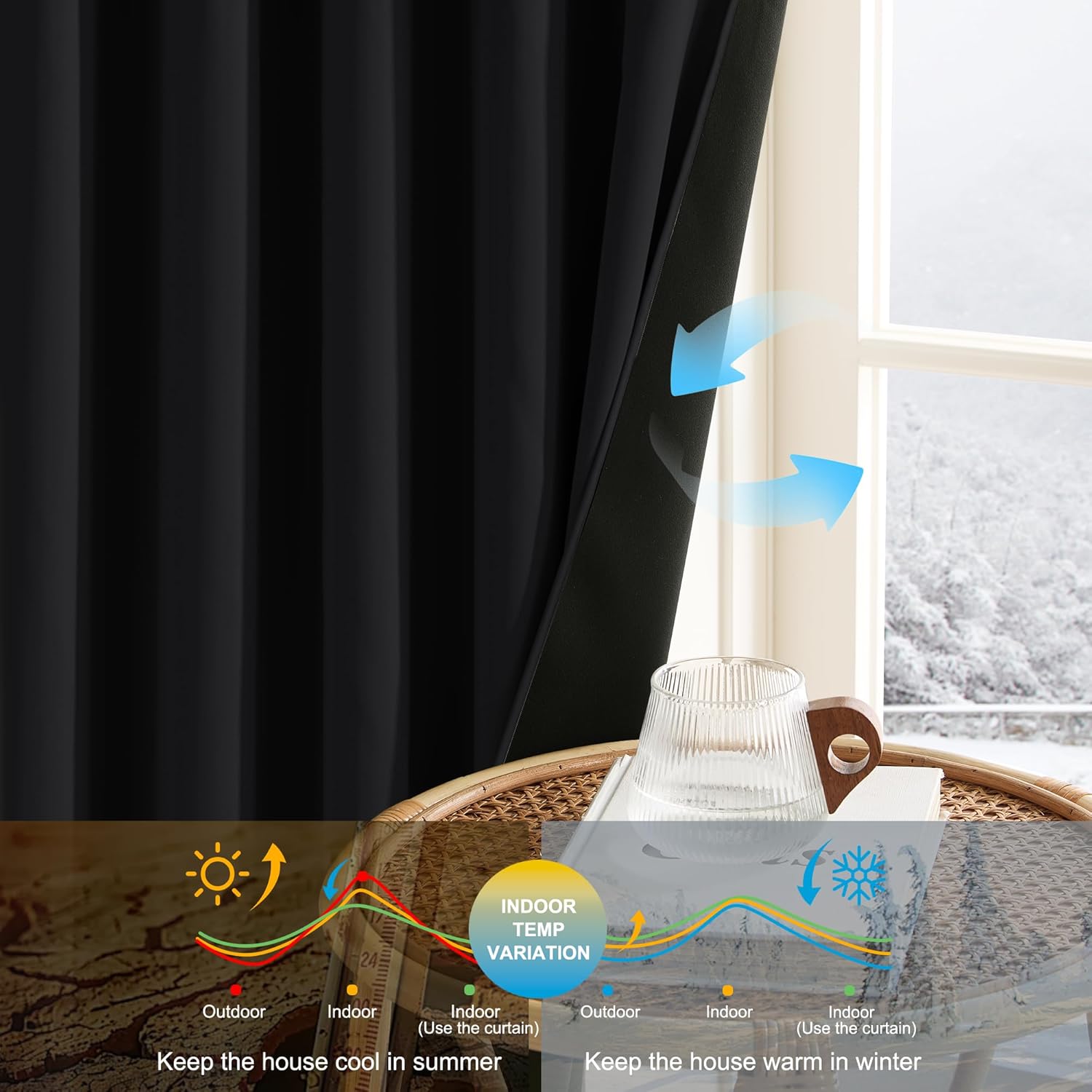 Thumbnail 4 de PONY DANCE 100% Blackout Curtains for Boys' Bedroom (52 x 54 Inch) – Thermal Insulated, Rod Pocket or Pencil Pleat, 2 Panels