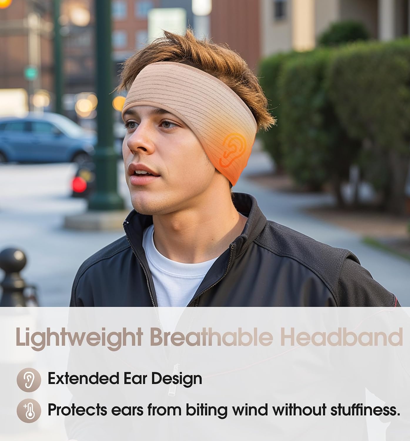 Detalle 2 de SUNMECI Grid Fleece Ear Warmer Headband, Lightweight Stretch Fit