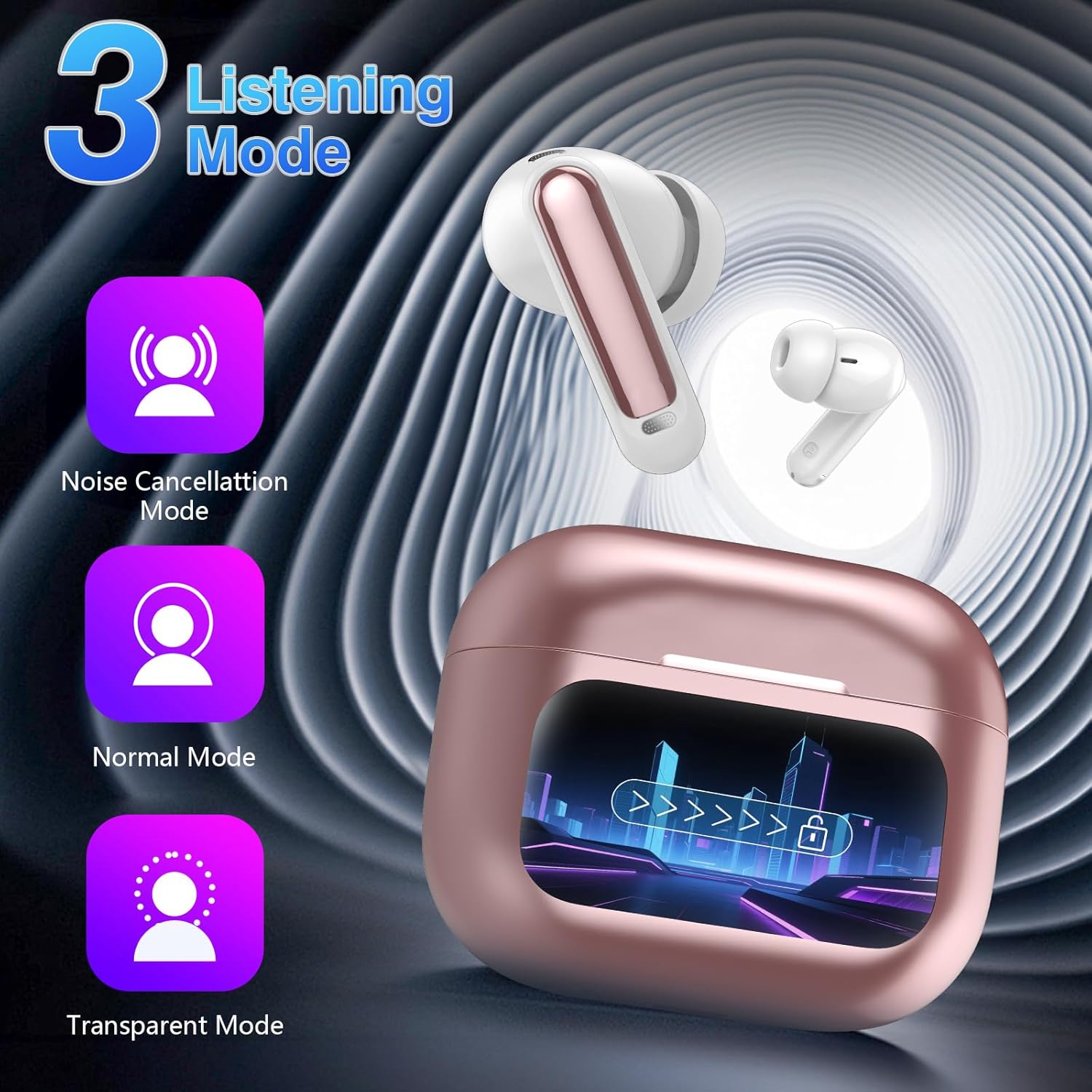 Thumbnail 1 de 2026 Wireless Earbuds with Bluetooth 5.4, ANC/ENC, and Smart Charging Case