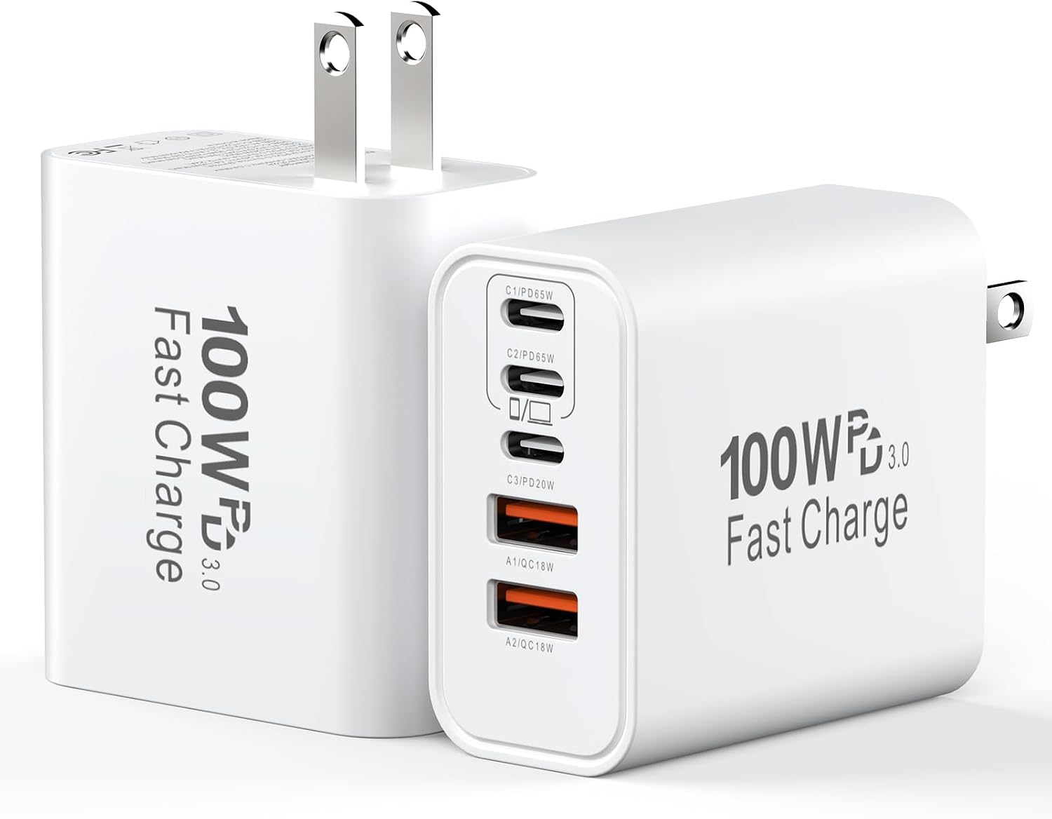 Detalle de USB C Charging Blocks 100W 5-Port Wall Charger with 3 USB-C and 2 USB-A Ports