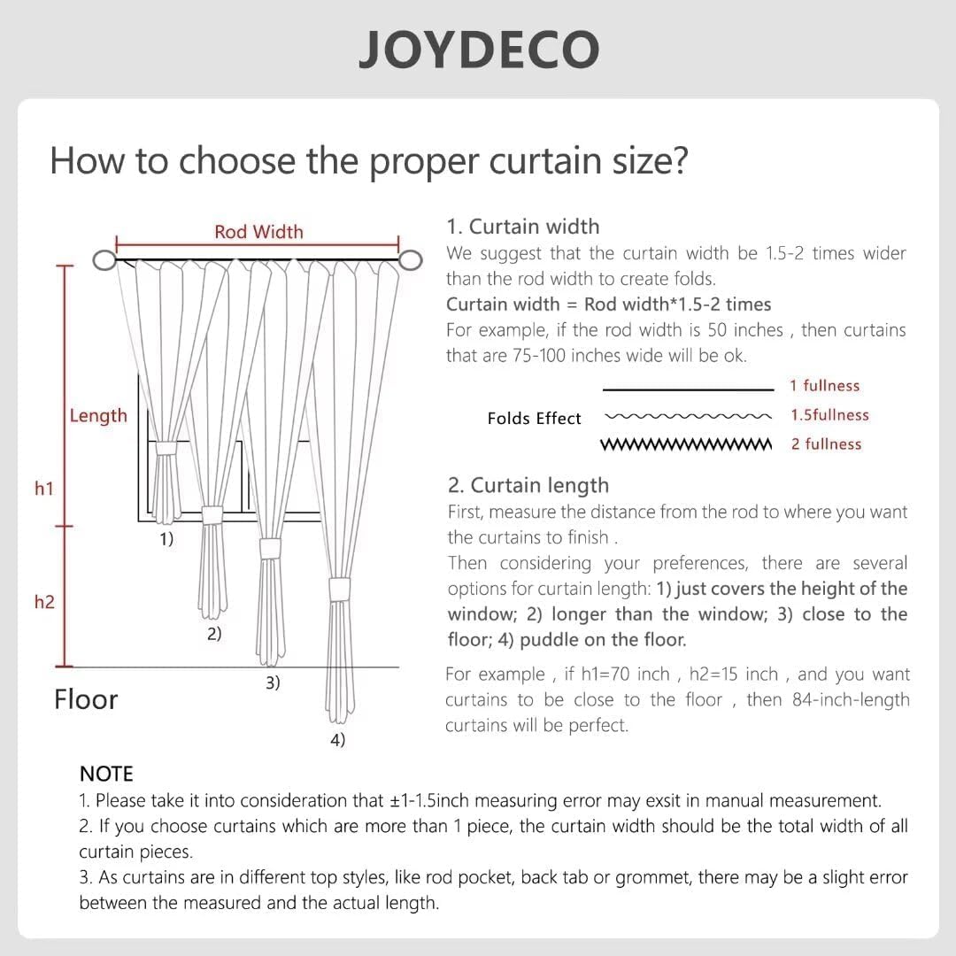Thumbnail 6 de Joydeco Blackout Thermal Lined Curtains – 66x90 Inch, 2 Panels with Back Tabs & Rod Pocket