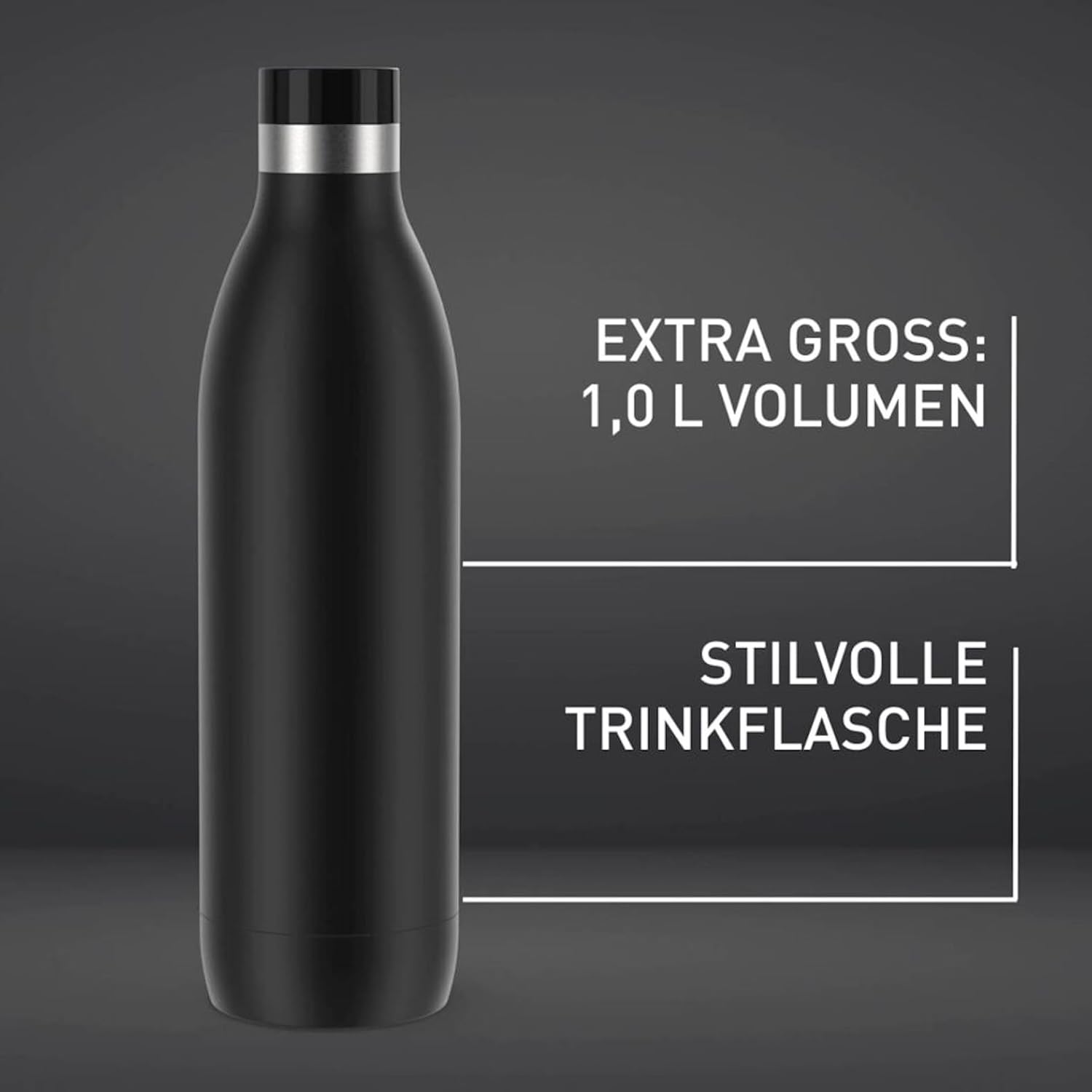 Thumbnail 4 de Emsa Bludrop Isolier-Trinkflasche 1 Liter – 100% dicht, Quick-Press-Verschluss, 360° Trinkgenuss, Edelstahl, Schwarz