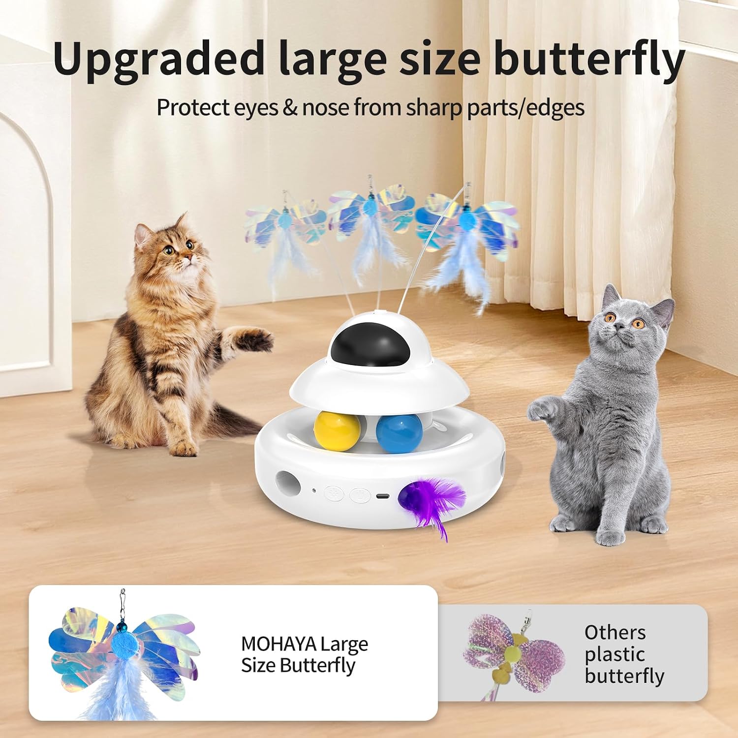 Thumbnail 4 de MOHAYA MHY88 4-in-1 Interactive Cat Toy with Laser, Butterfly and Track Balls