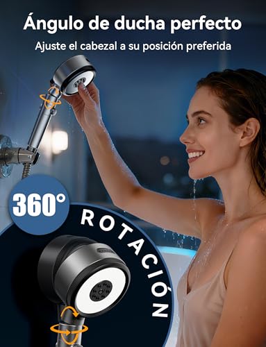 Detalle 2 de Magichome Alcachofa de Ducha con Filtro de 3 Capas (Algodón PP): Alta Presión, Ahorro de Agua y Giro 360°