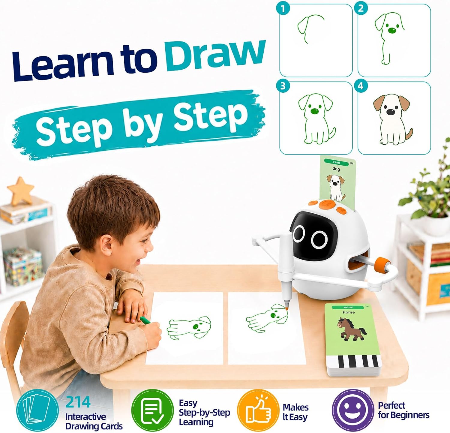 Thumbnail 1 de Drawing Robot for Kids with 214 Cards