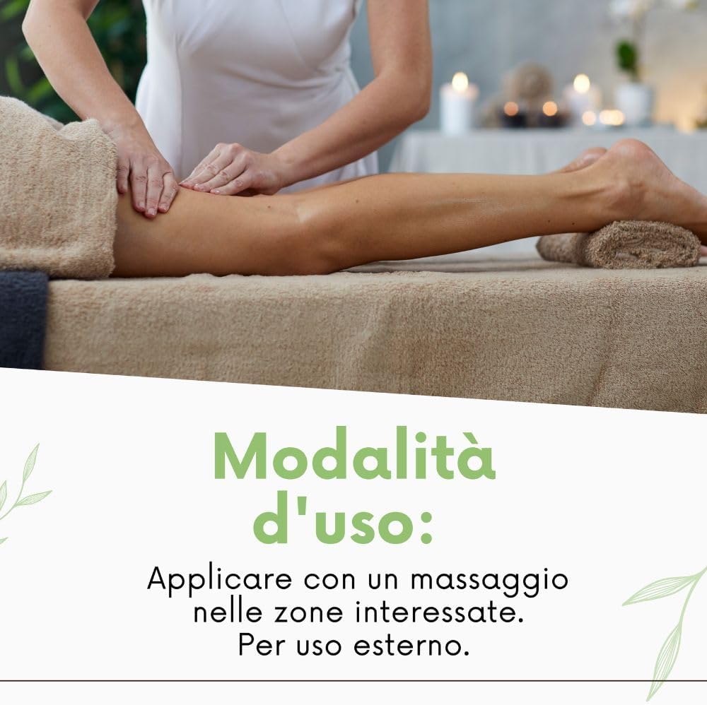 Detalle 2 de Olio Drenante per Massaggi Professionali con Estratto di Centella Asiatica – 500 ml Biologico Made in Italy