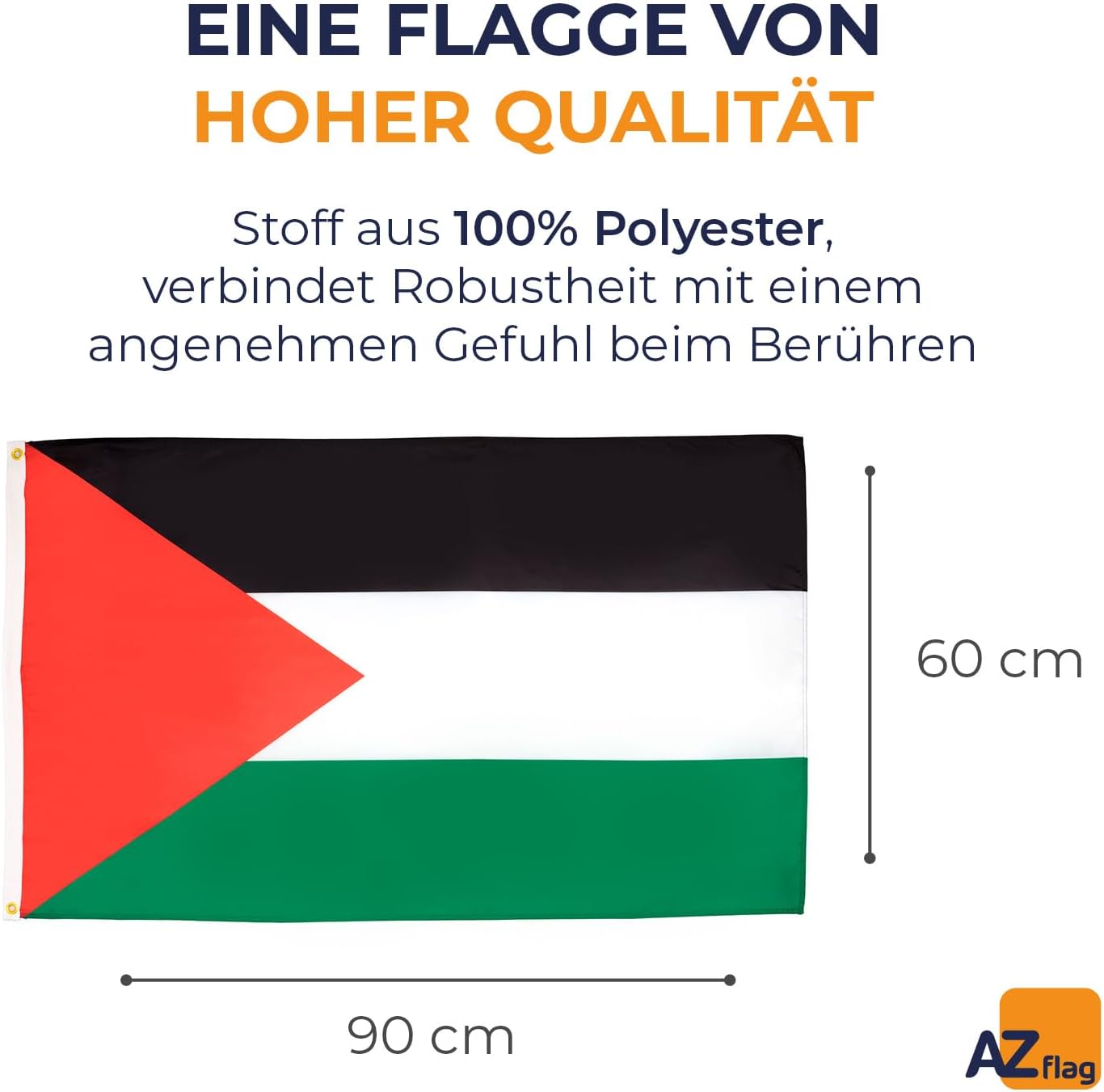 Detalle 2 de AZ FLAG Palästina-Flagge 90x60 cm aus 100% Polyester mit Messing-Ösen