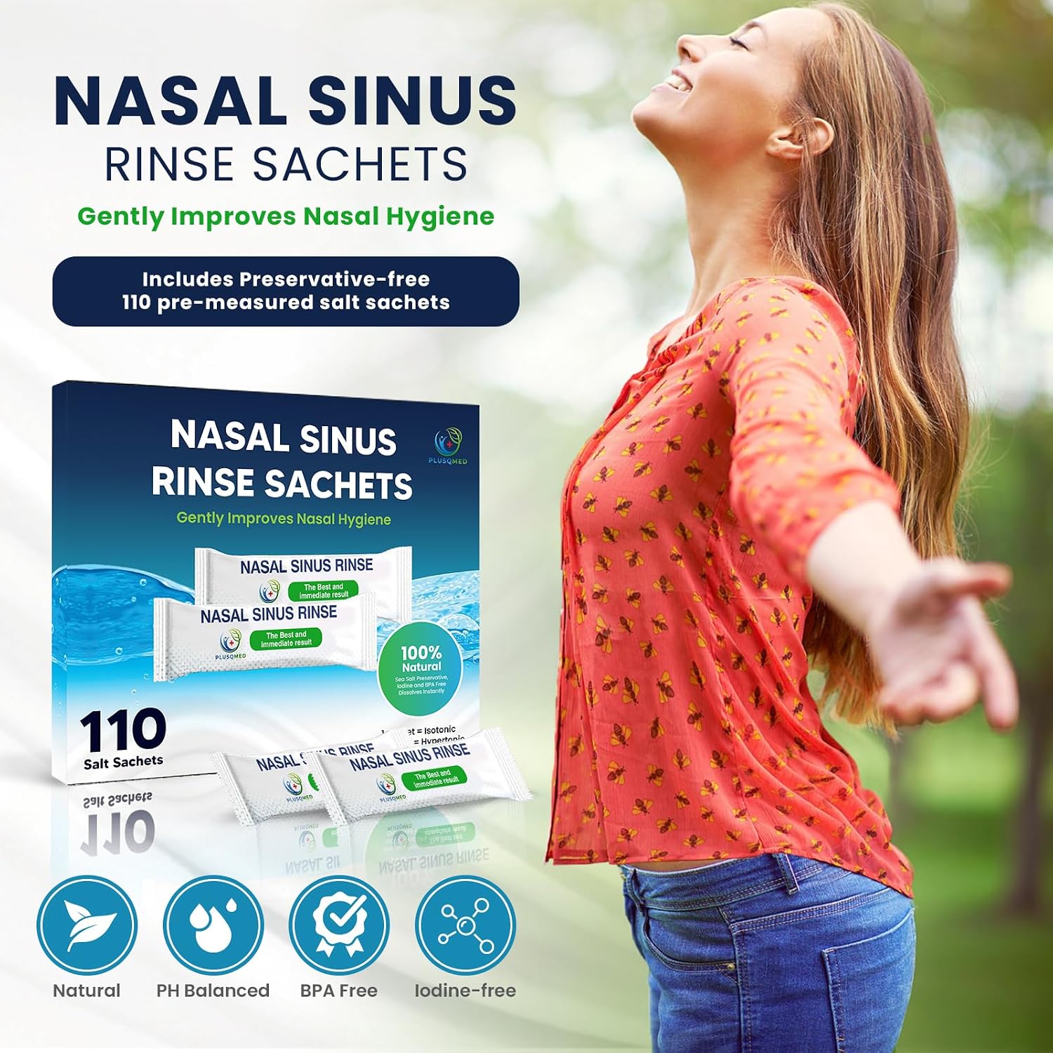 Detalle de Neti Salin: 110 sachets de rinçage des sinus, sel de rinçage nasal 2,7 g, compatible avec pot Neti 240 ml ou 300 ml