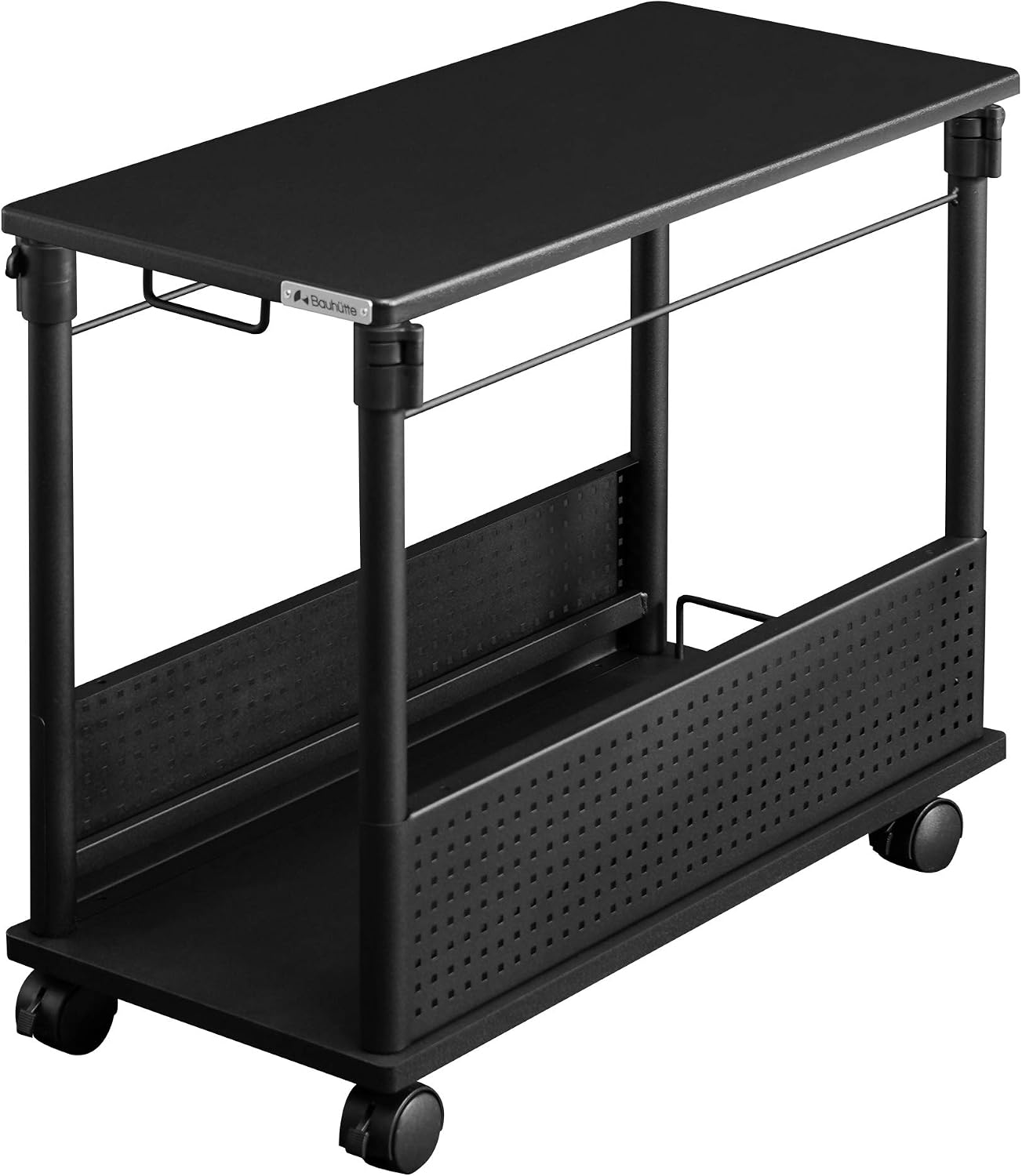 Detalle de Bauhutte BHD-670H-BK 昇降式PCワゴン 幅32×奥行67cm・高さ57~78cm