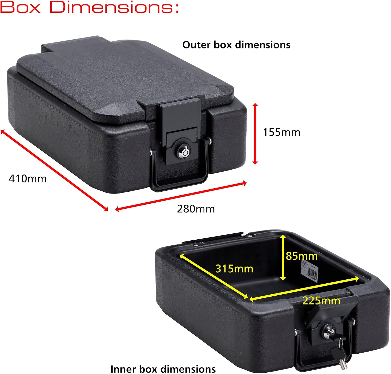 Thumbnail 2 de Burg Wächter FP22K Fireproof A4 Document Deed Box Safe Fire Chest (Black)