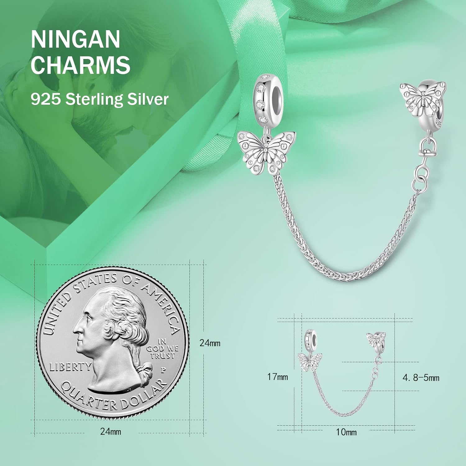 Detalle de NINGAN 925 Sterling Silber Charm 1,09 cm