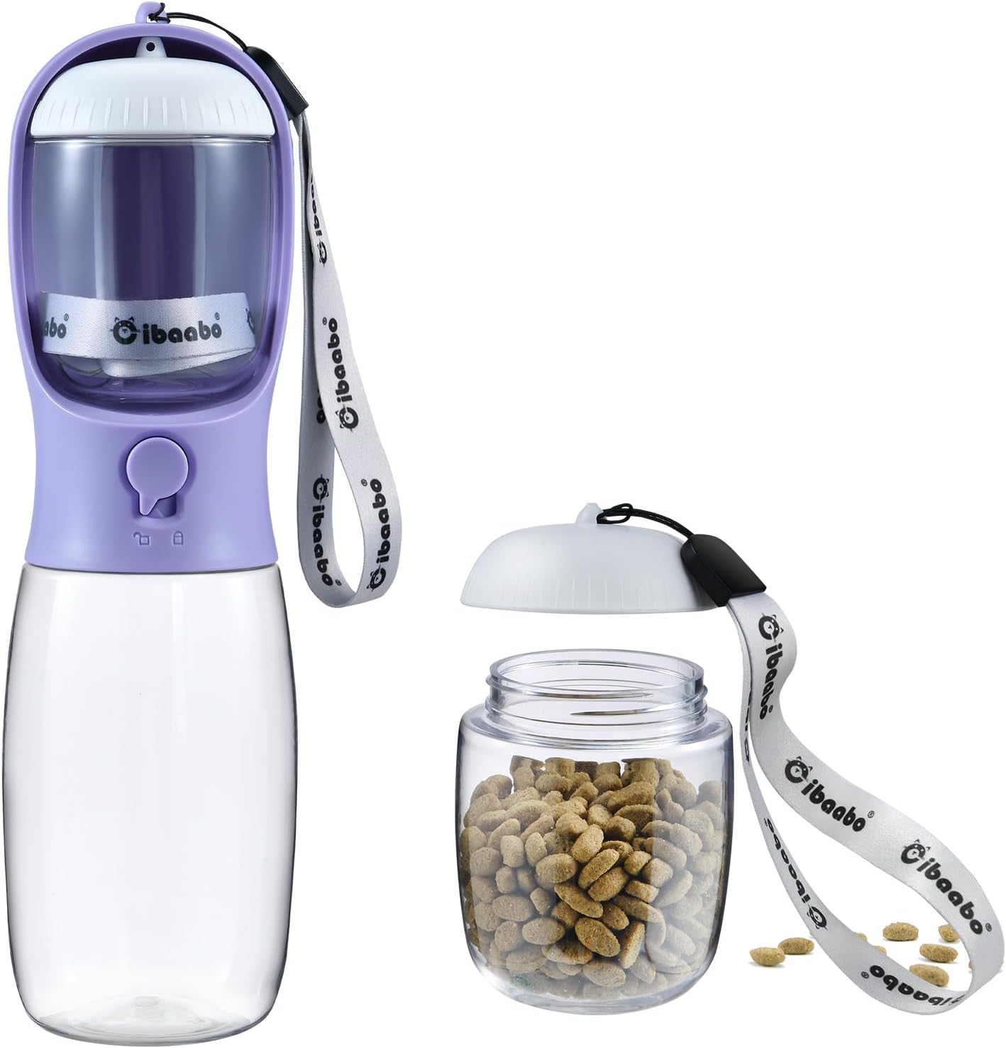 Detalle de Cibaabo Dog Water Bottle with Food Container: All-in-One Travel Hydration for Small and Large Dogs