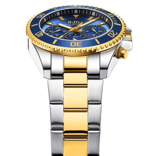 Detalle de BIDEN Reloj de Pulsera para Hombre con Cronógrafo - Acero Inoxidable, Oro Azul B