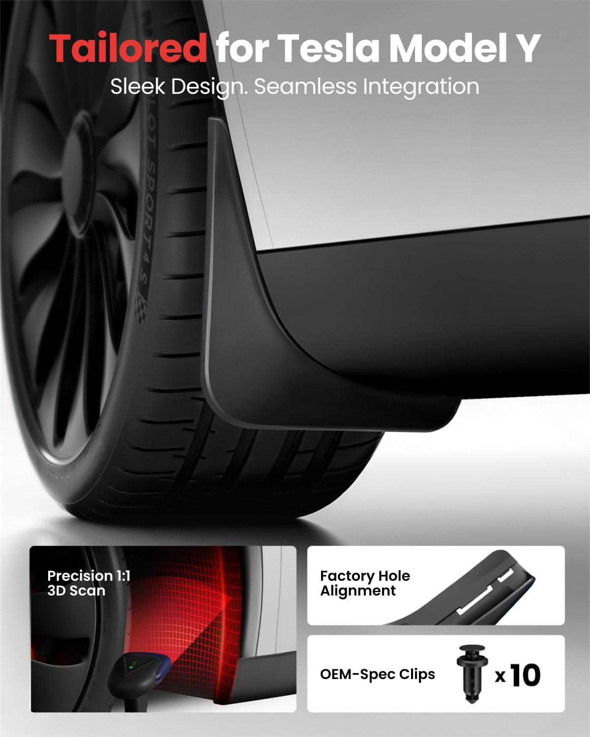 Thumbnail 2 de REEVAA Model Y Juniper Mud Flaps Set of 4