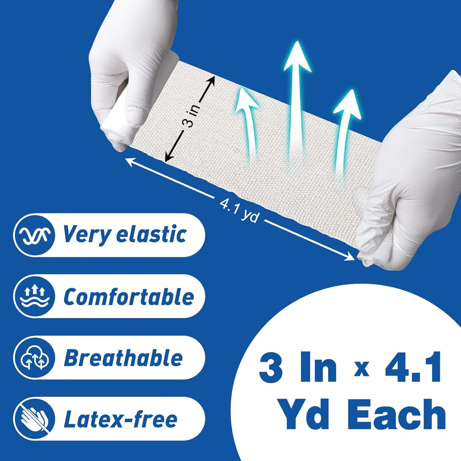 Thumbnail 1 de AZEN 25 Pack Gauze Rolls Bandages, 3 in x 4.1 Yards (Gauze Wrap Vet Wrap / Mummy Wraps)