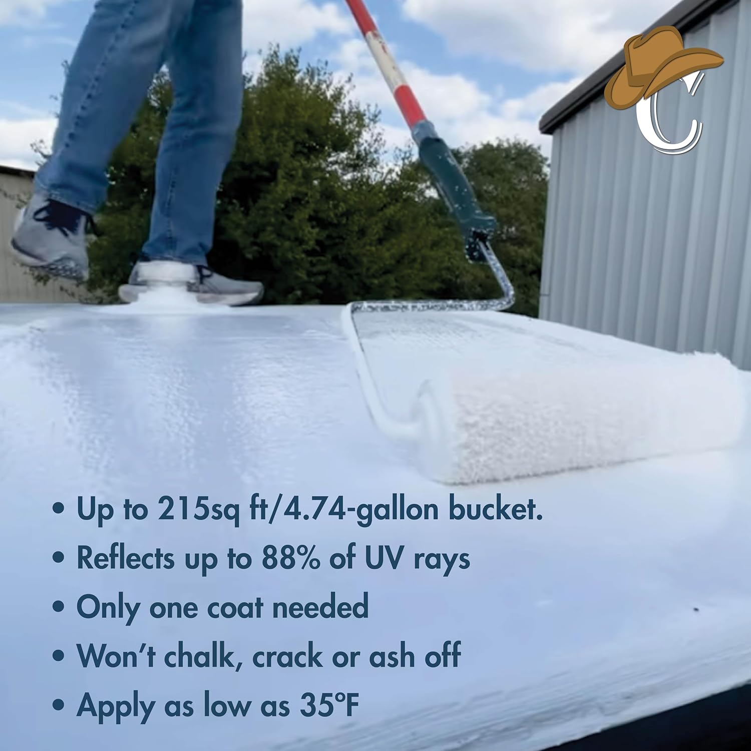 Detalle 2 de Countryman Coatings 100% Silicone Roof Coating (White) for RVs, Campers & Flat Roofs, 4.75 Gallon