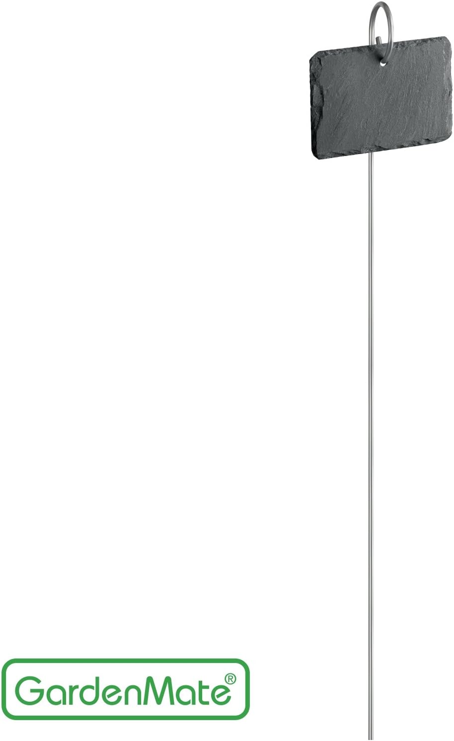 Detalle de GardenMate Set di 10 Etichette per Piante in Ardesia con Sbarre di Metallo – Stile Naturale