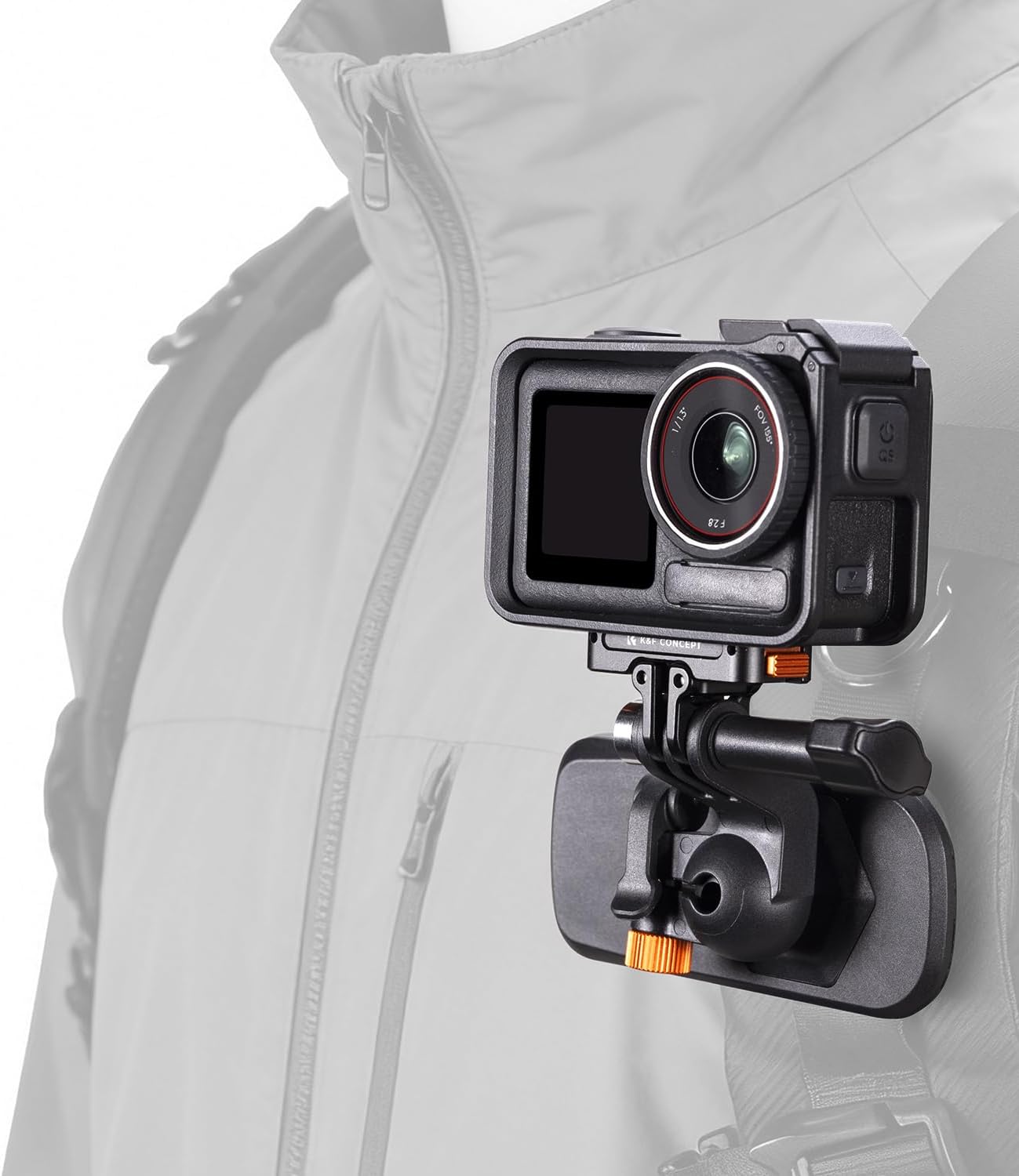 Detalle 2 de K&F CONCEPT Support Pince Magnétique pour Sac à Dos avec Rotule 360° – Compatible GoPro et DJI Osmo Action