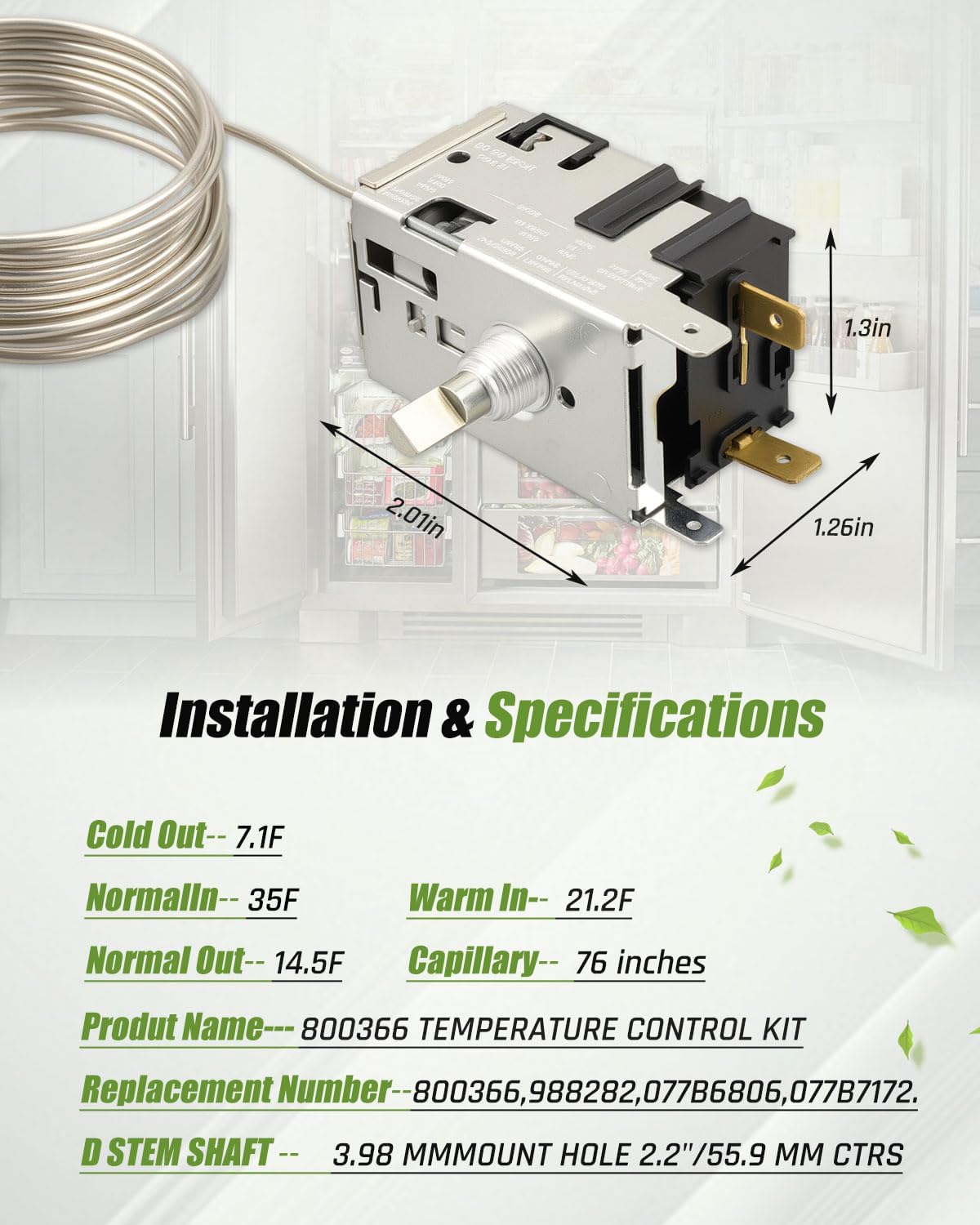 Detalle 2 de Nahntaipy 800366 Temperature Control for True Equipment, Replaces 077B6806 and 077B7172