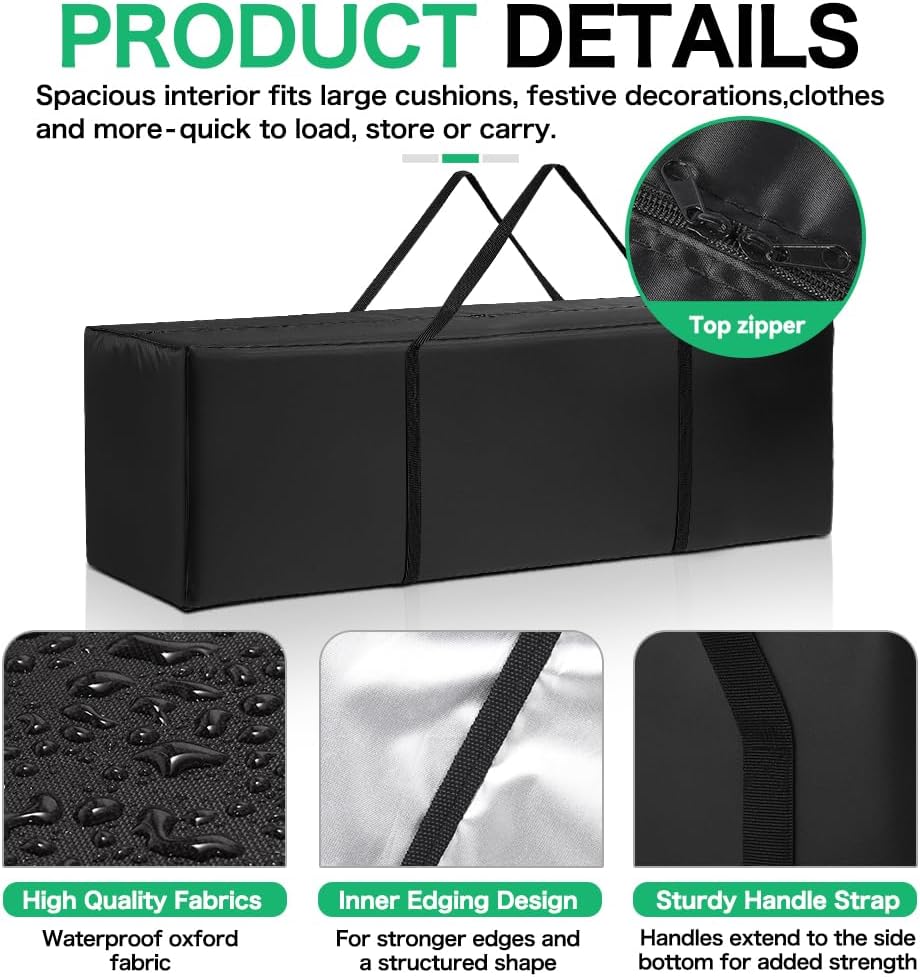 Thumbnail 1 de Donken Auflagentasche für Gartenpolster – Oxford 210D Aufbewahrung mit Tragegriff, 200 x 60 x 75 cm (bis 900 l)