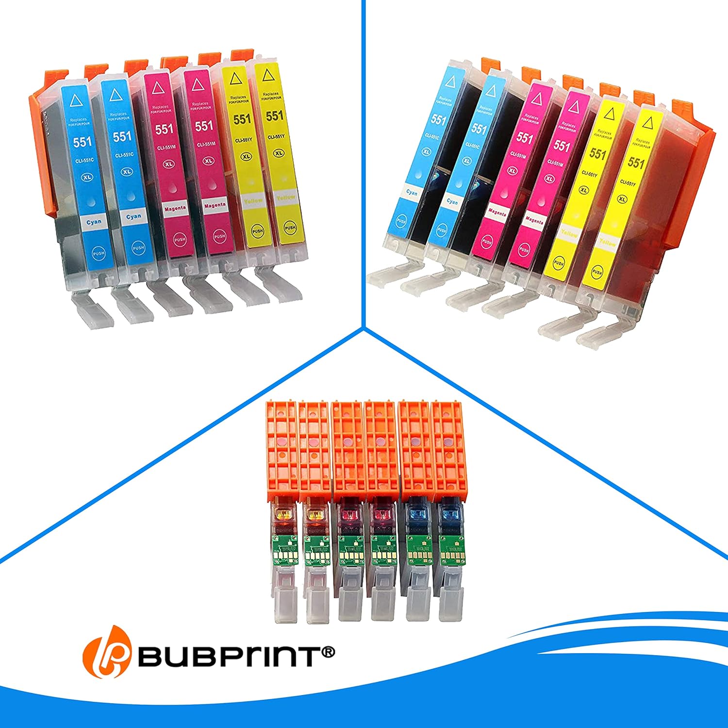 Thumbnail 6 de Bubprint 6 Cartucce d'inchiostro compatibili per Canon CLI-551 XL – Pacco multipack