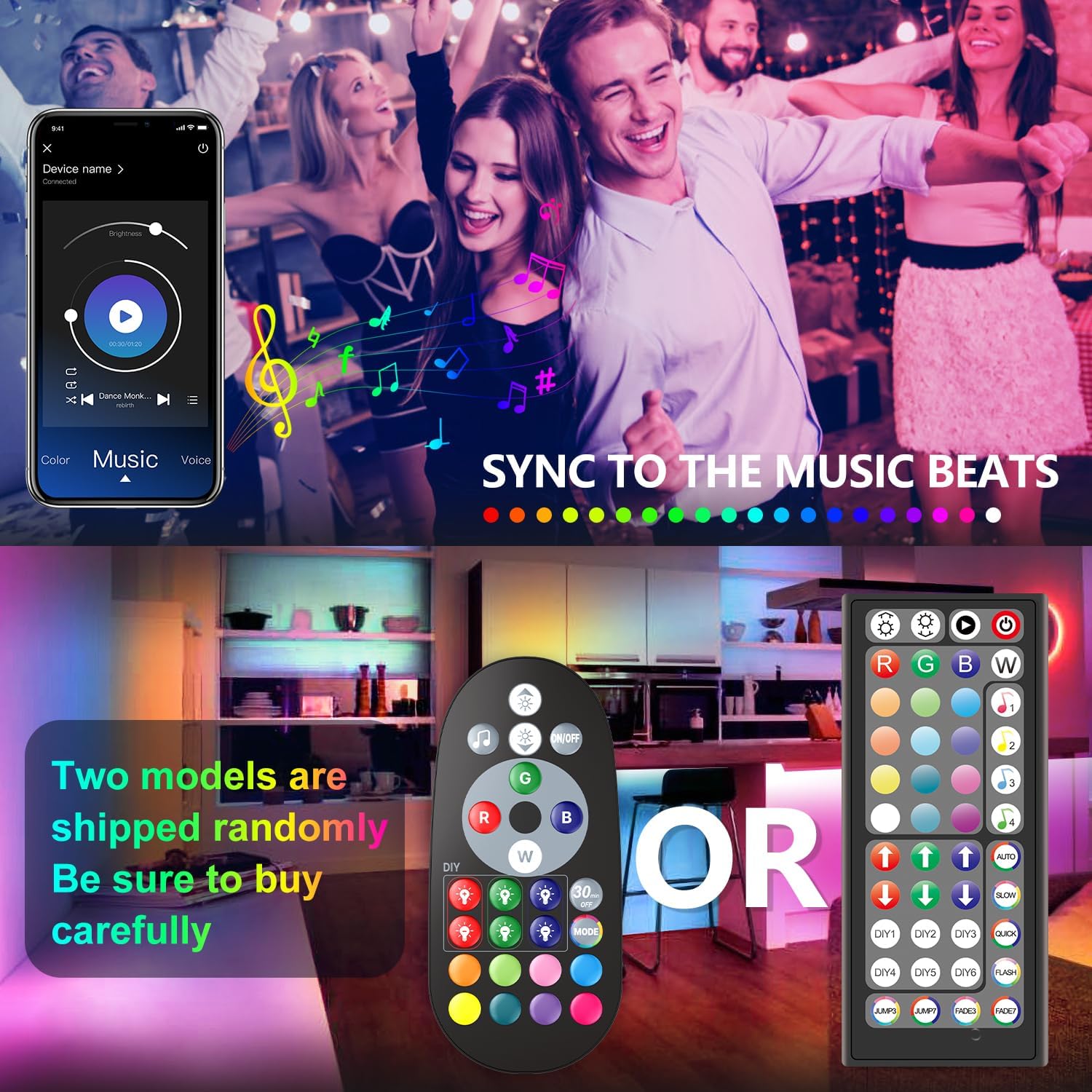 Thumbnail 4 de Mexllex 30M LED Strip Lights with Music Sync, App & Remote (RGB, Built-in Mic)