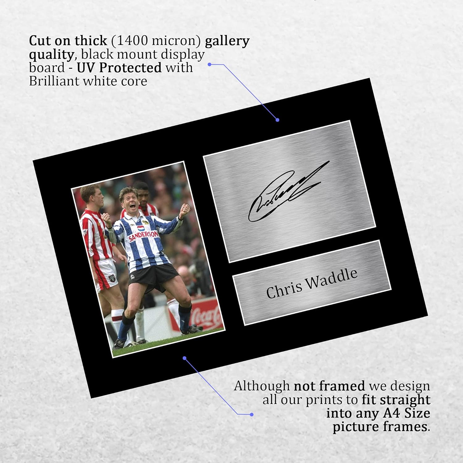 Thumbnail 2 de HWC Trading A4 Chris Waddle Signed Autograph Print – Sheffield Wednesday Fan Gift