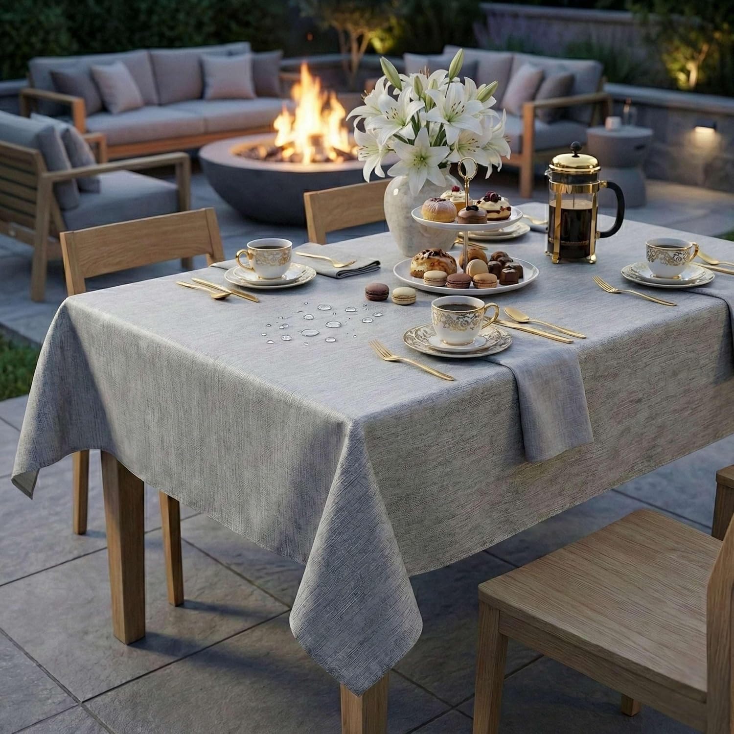 Thumbnail 1 de Artwelt Wachstuchtischdecke abwaschbar aus PVC für Outdoor & Balkon (220×140 cm, Silver Grey)