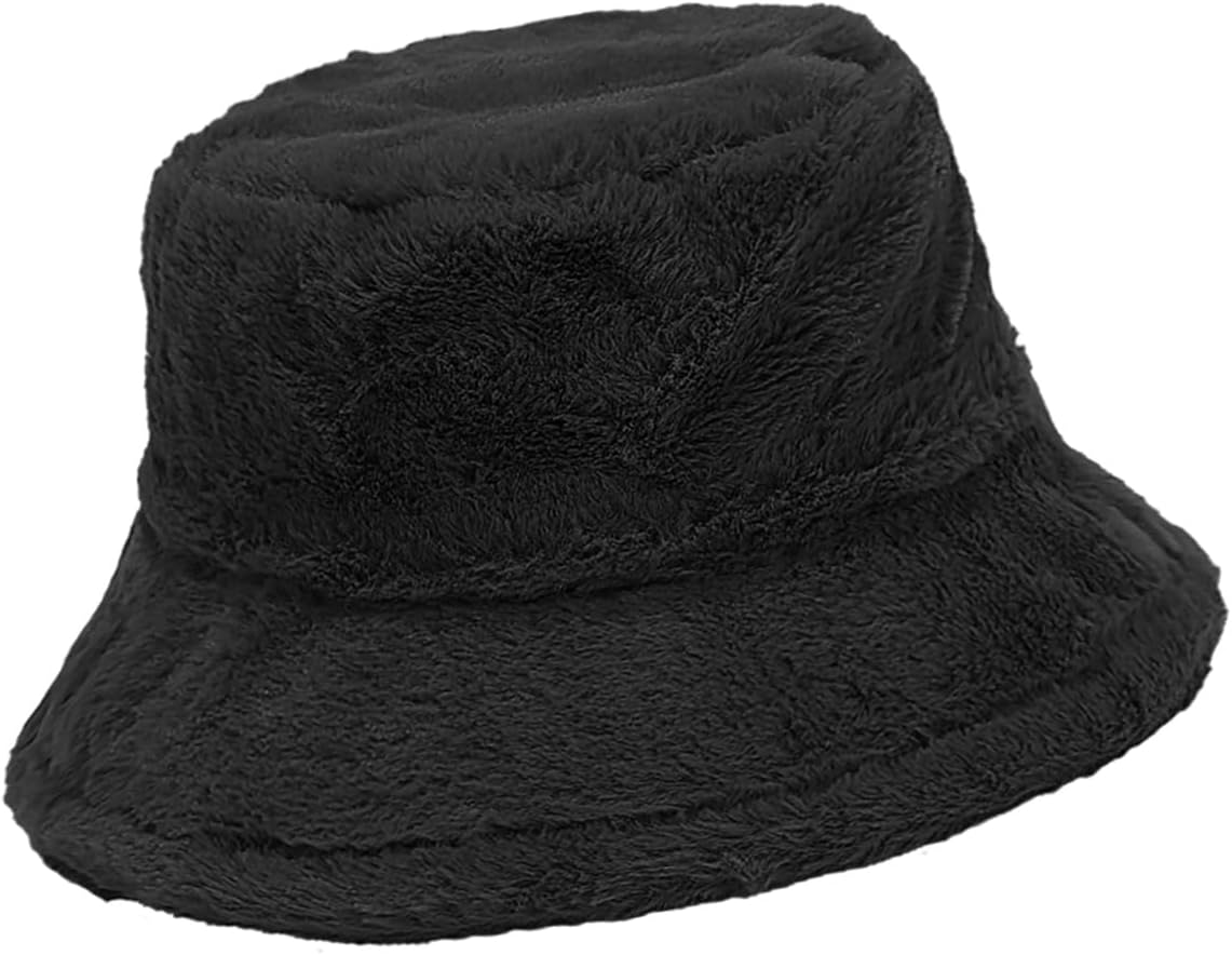 Thumbnail 4 de Eigso Unisex Fuzzy Eimerhut aus Kunstfell (Plüsch), schwarz – Vintage-Winter-Bucket-Hat für Damen & Herren