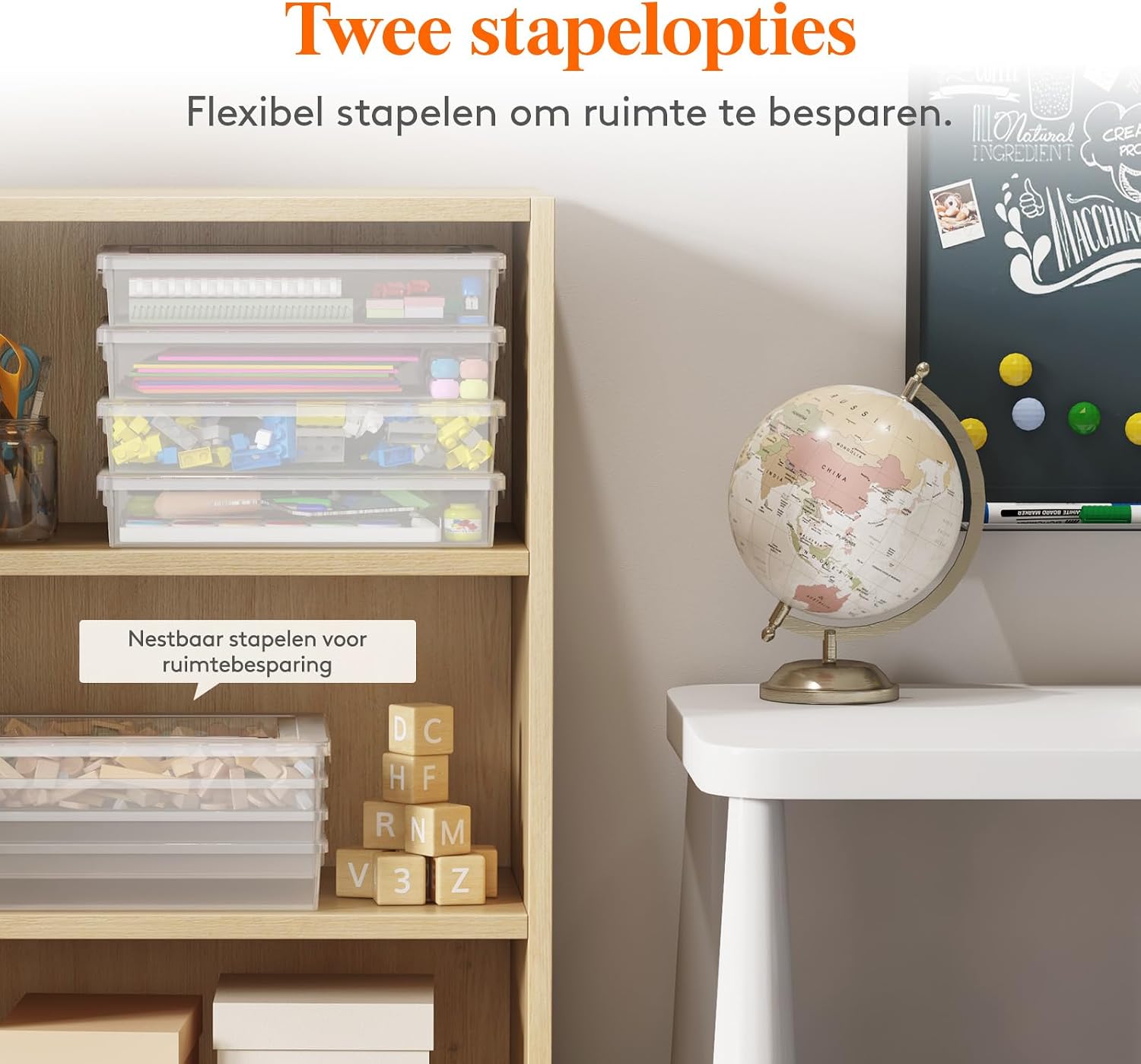 Detalle de Lifewit 23046 opbergdozen voor A4-papier, 6 stuks, stapelbaar en met klikdeksel