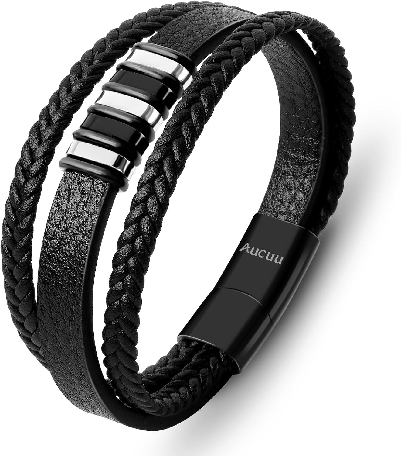 Thumbnail 2 de Aucuu Pulsera de Cuero Trenzado para Hombre