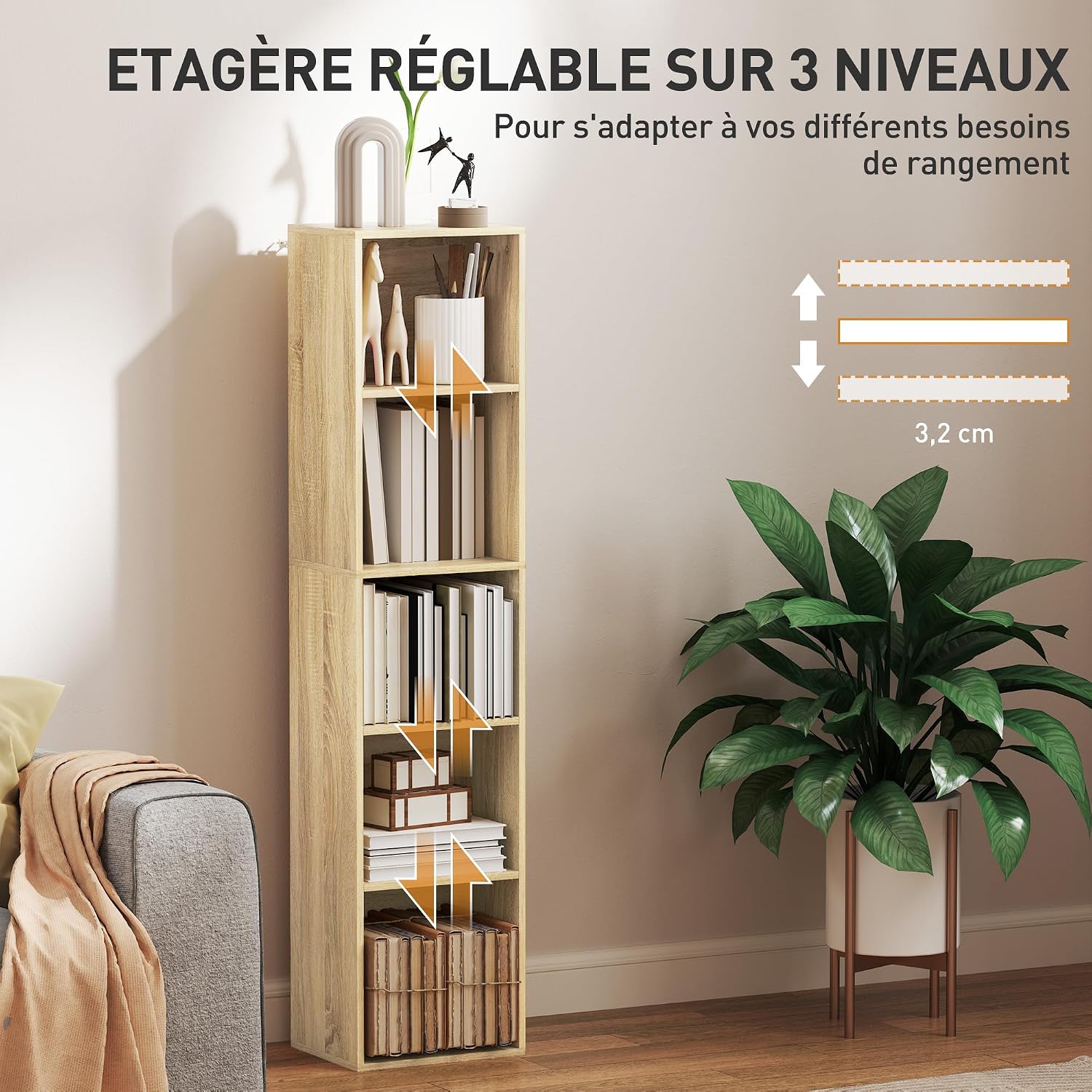Thumbnail 4 de HOMCOM Bibliothèque 5 niveaux 133,5 cm