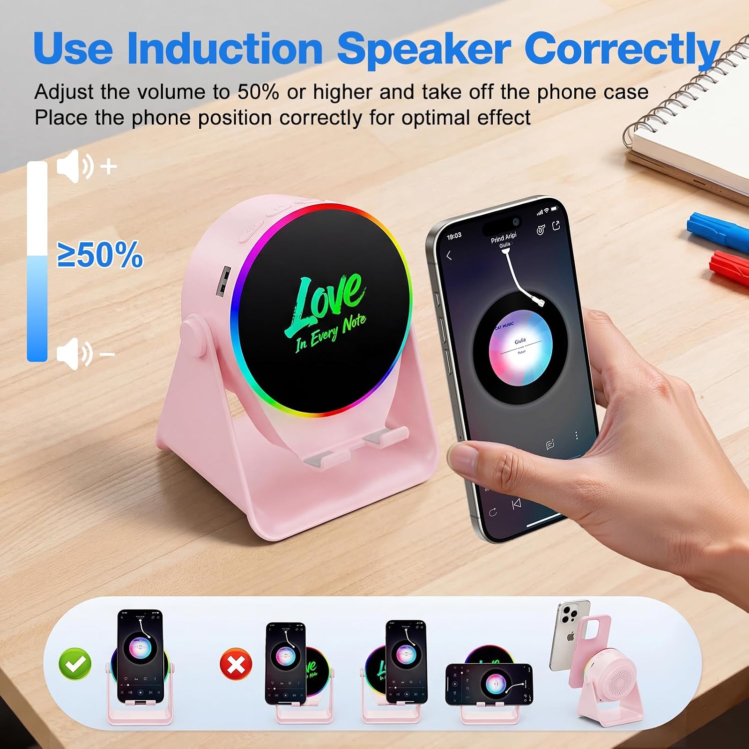 Detalle de TARKARI Wireless Induction Speaker with Bluetooth 5.3