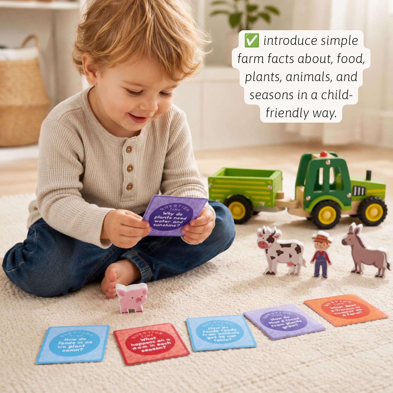 Thumbnail 3 de Jaques of London Wooden Tractor Toy – Red Tractor for Toddlers