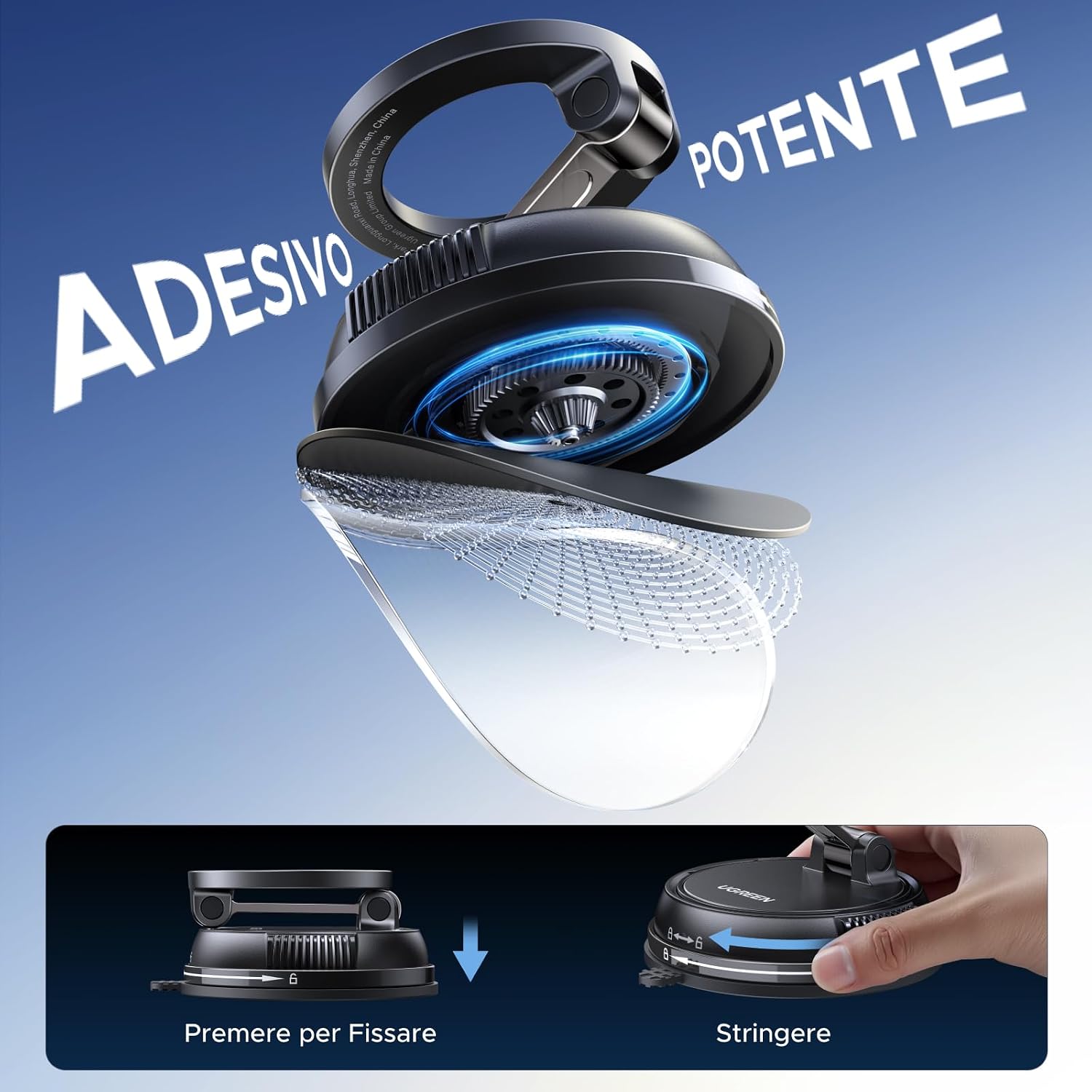 Thumbnail 2 de UGREEN Supporto Telefono Auto MagSafe 2 in 1 con ventosa e adesivo, rotazione 360° (iPhone MagSafe) Nero