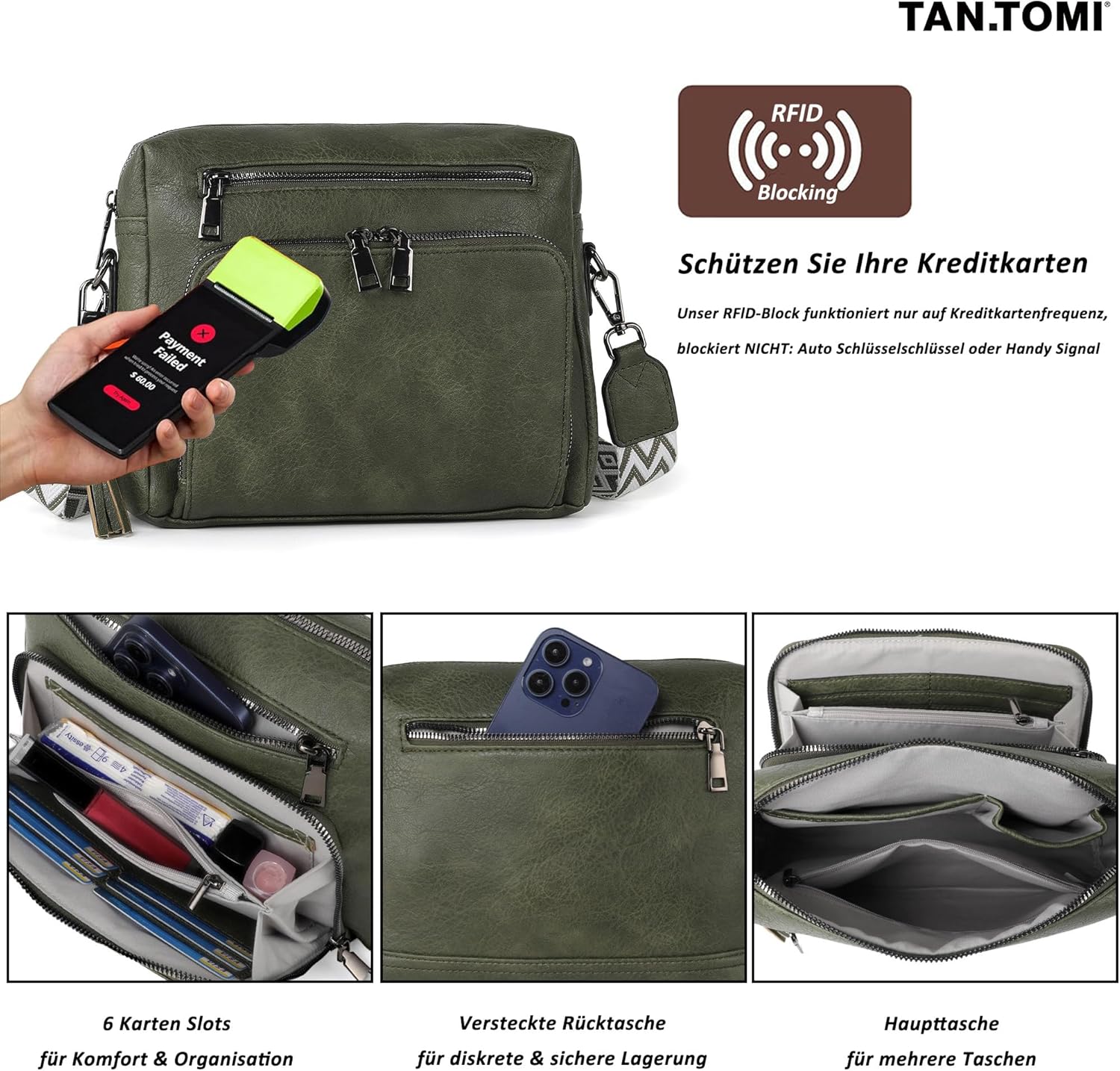 Thumbnail 3 de TANTOMI Damen Umhängetasche – Crossbody Bag mit verstellbarem und abnehmbarem Schultergurt