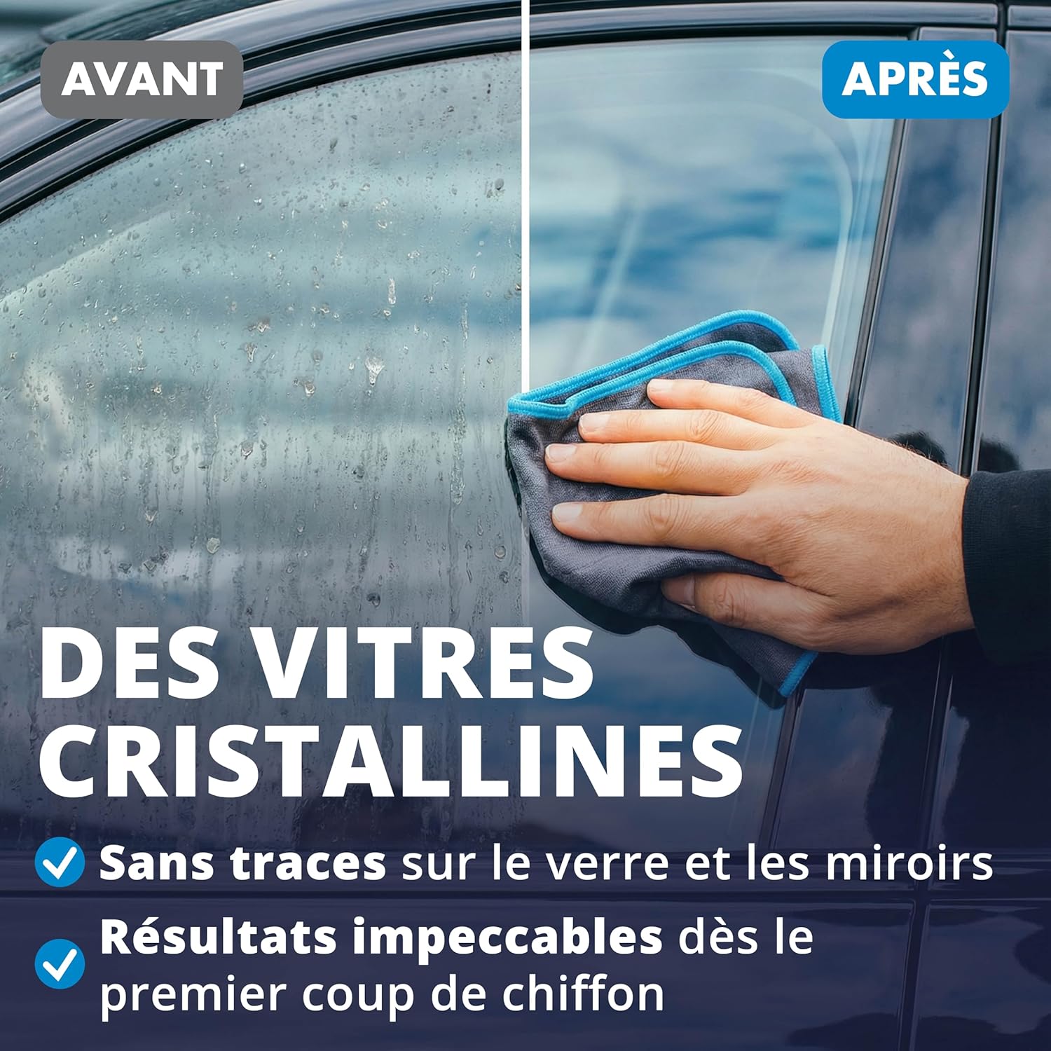 Detalle de LICARGO Chiffon Microfibre Carbone Lot de 4 – Lavettes anti-traces pour pare-brise et vitres (50x40 cm)