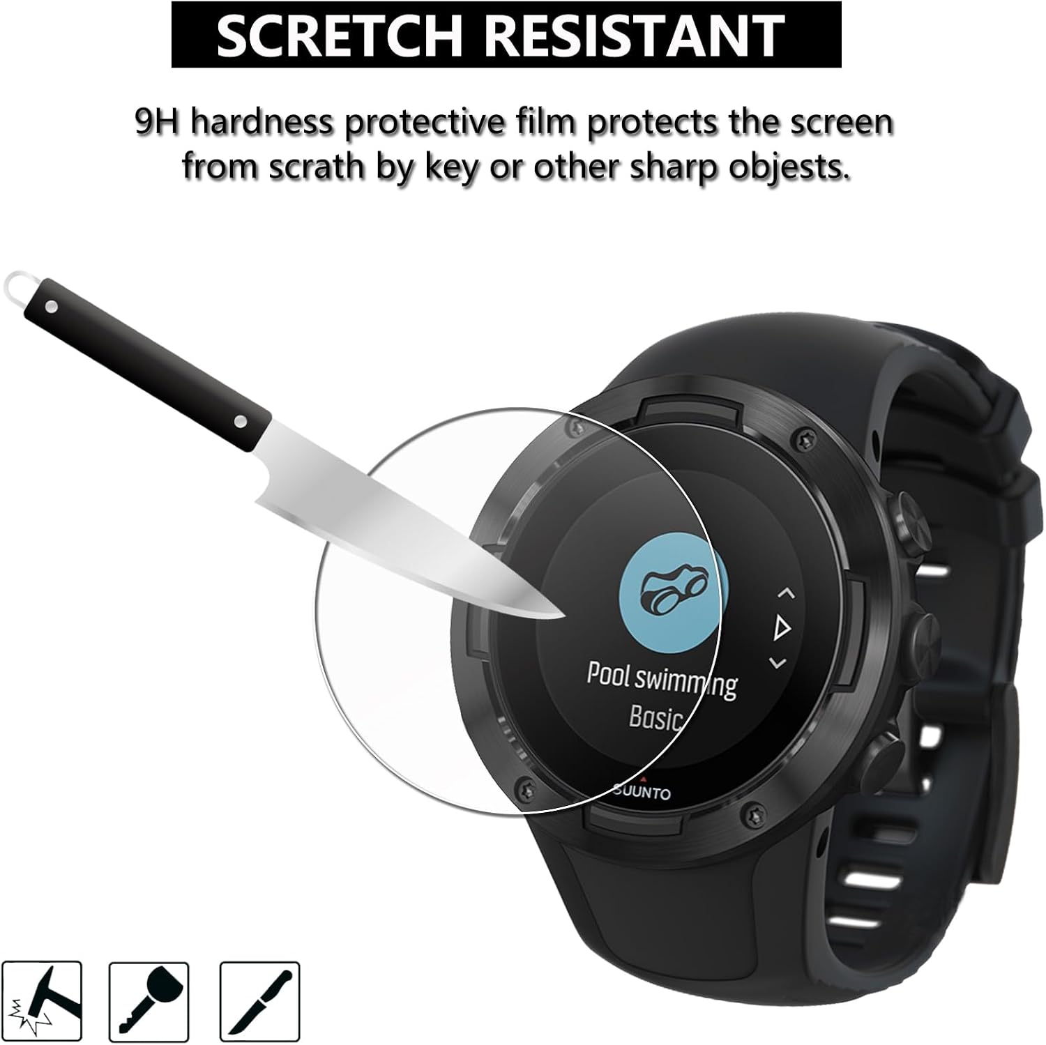 Detalle de Lusee 3 Pack 34mm Round Tempered Glass Screen Protector for Flat Smartwatches