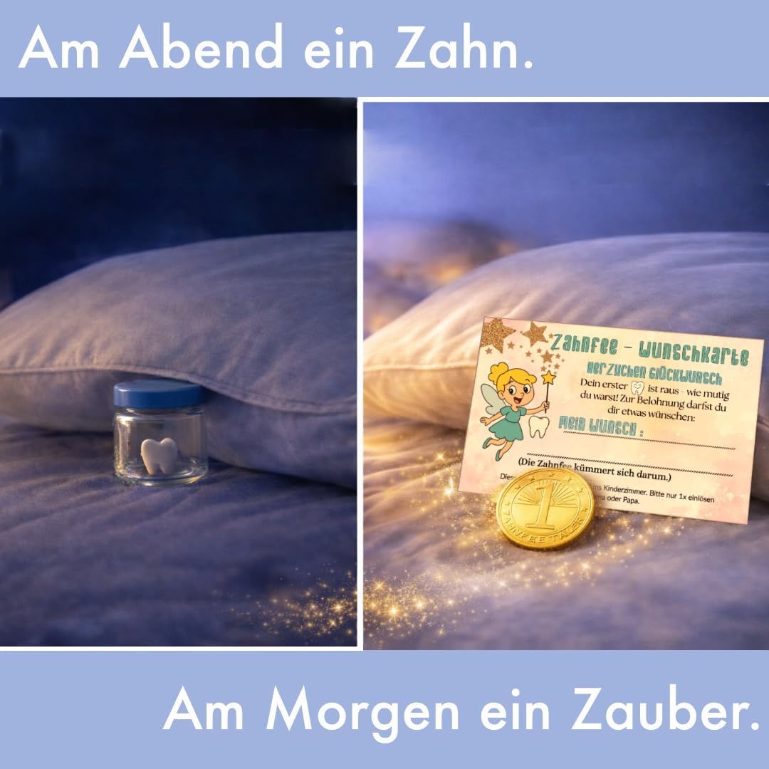 Detalle de LumeeStar Zahnfee Taler Goldmünze (10x) – Magisches Andenken für Milchzähne