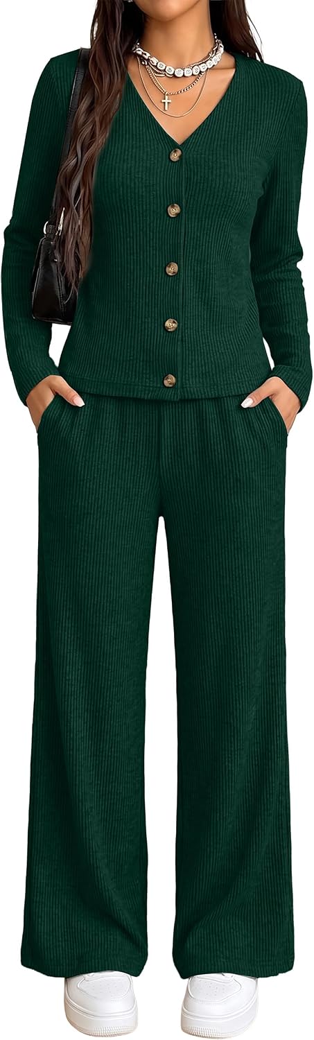 Detalle de WIHOLL Women's Loungewear Set in Ribbed Knit