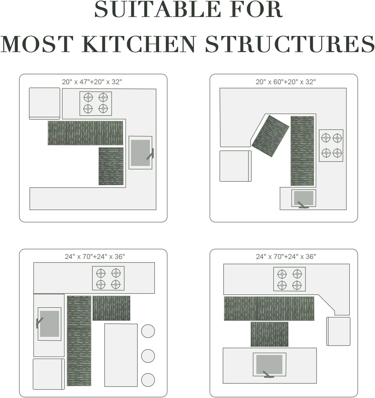 Thumbnail 4 de Green Kitchen Rugs Set 20x47 + 20x32