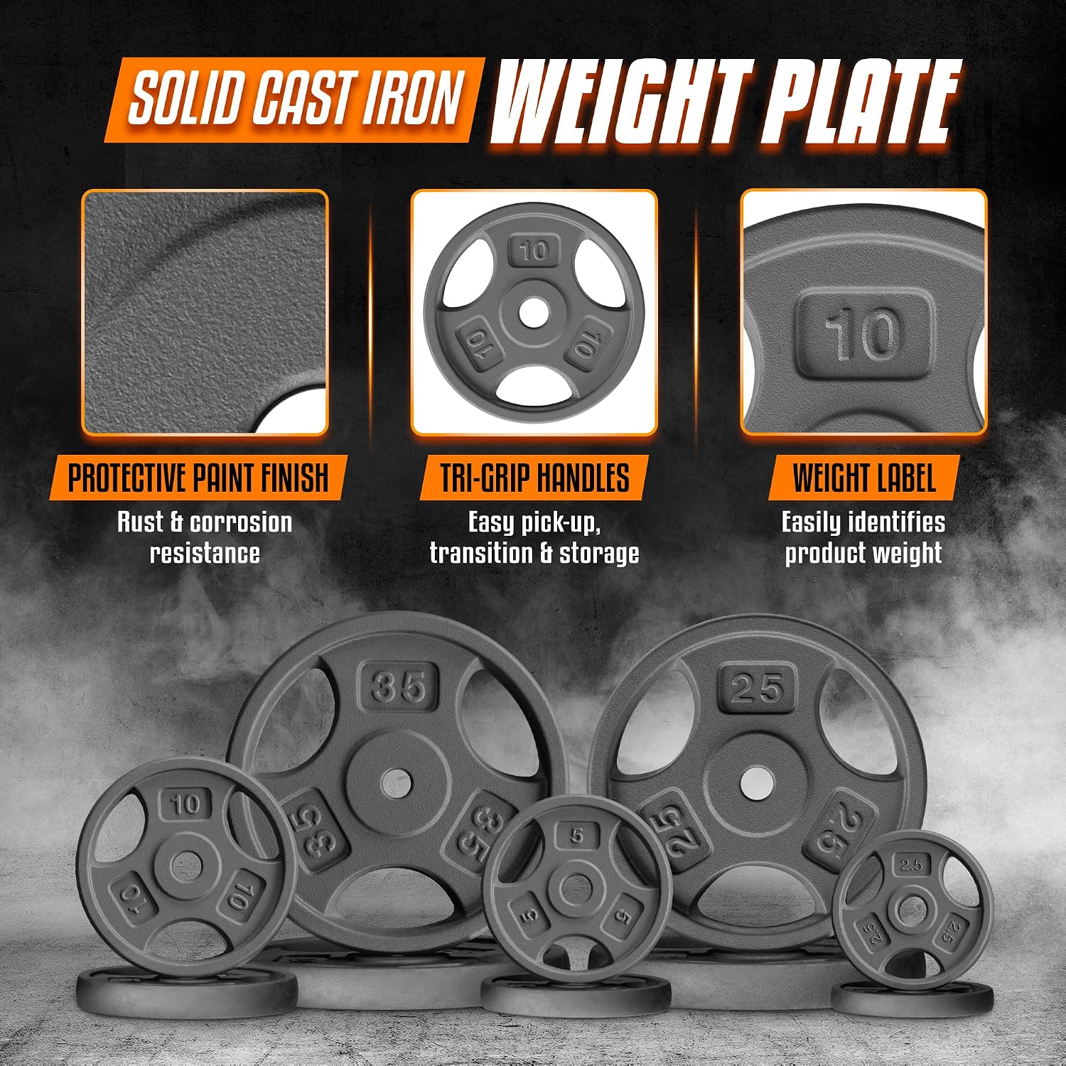 Detalle de Yes4All Cast Iron Weight Plates, 1-Inch