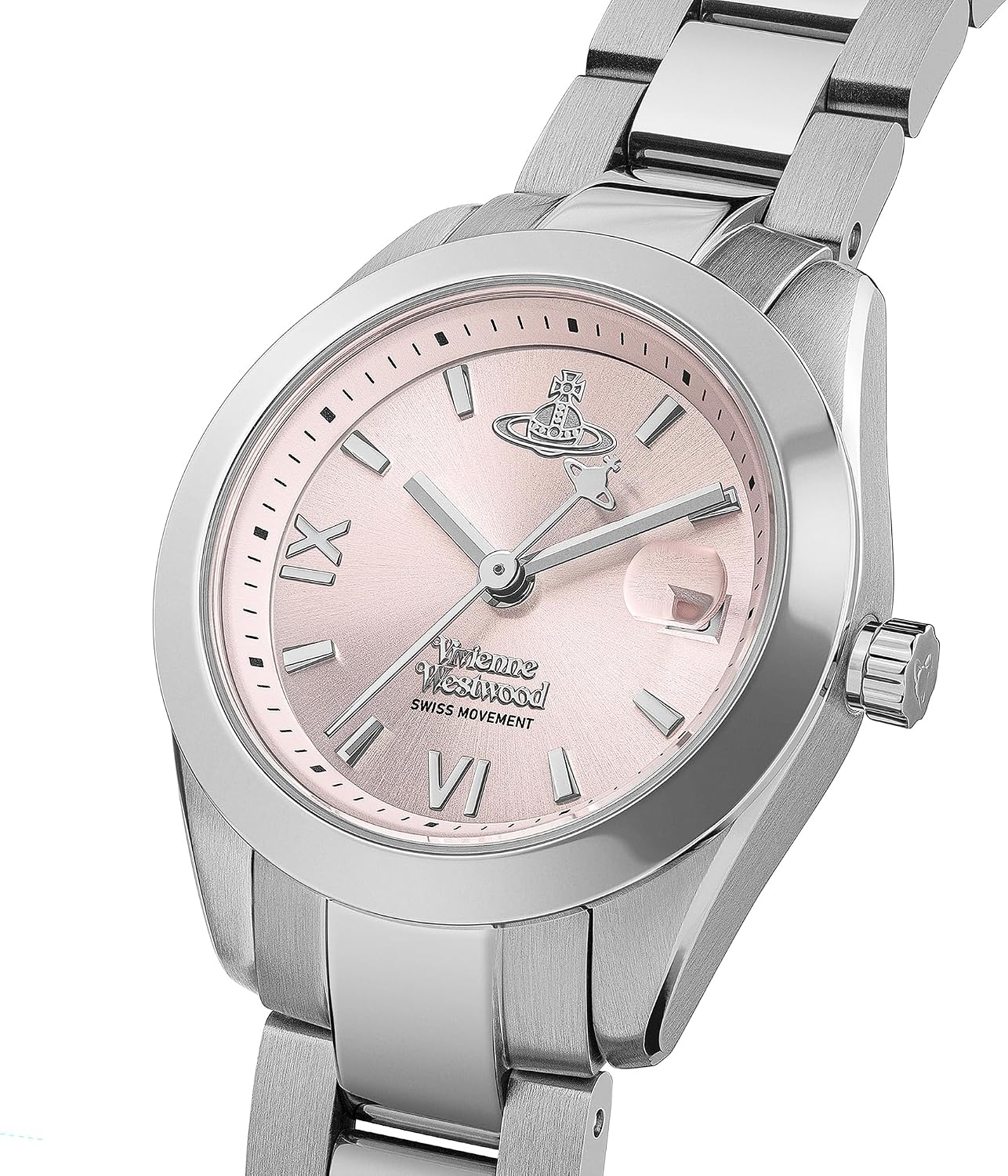 Thumbnail 1 de Vivienne Westwood Fenchurch Ladies 28mm Quartz Watch with Pink Dial and Stainless Steel Bracelet