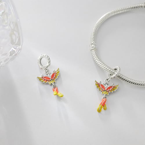 Detalle 2 de BOIGEGU Fénix Charms de plata de ley 925 con circonita cúbica (compatible con pulseras tipo Pandora)
