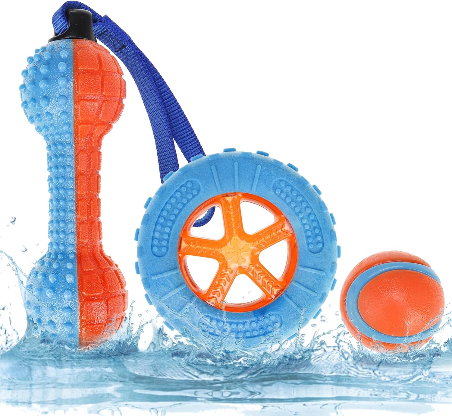 Detalle de KOOLTAIL Floating Dog Toys 3 Pack: TPR Water Pool Fetching Toys with Durable Rope