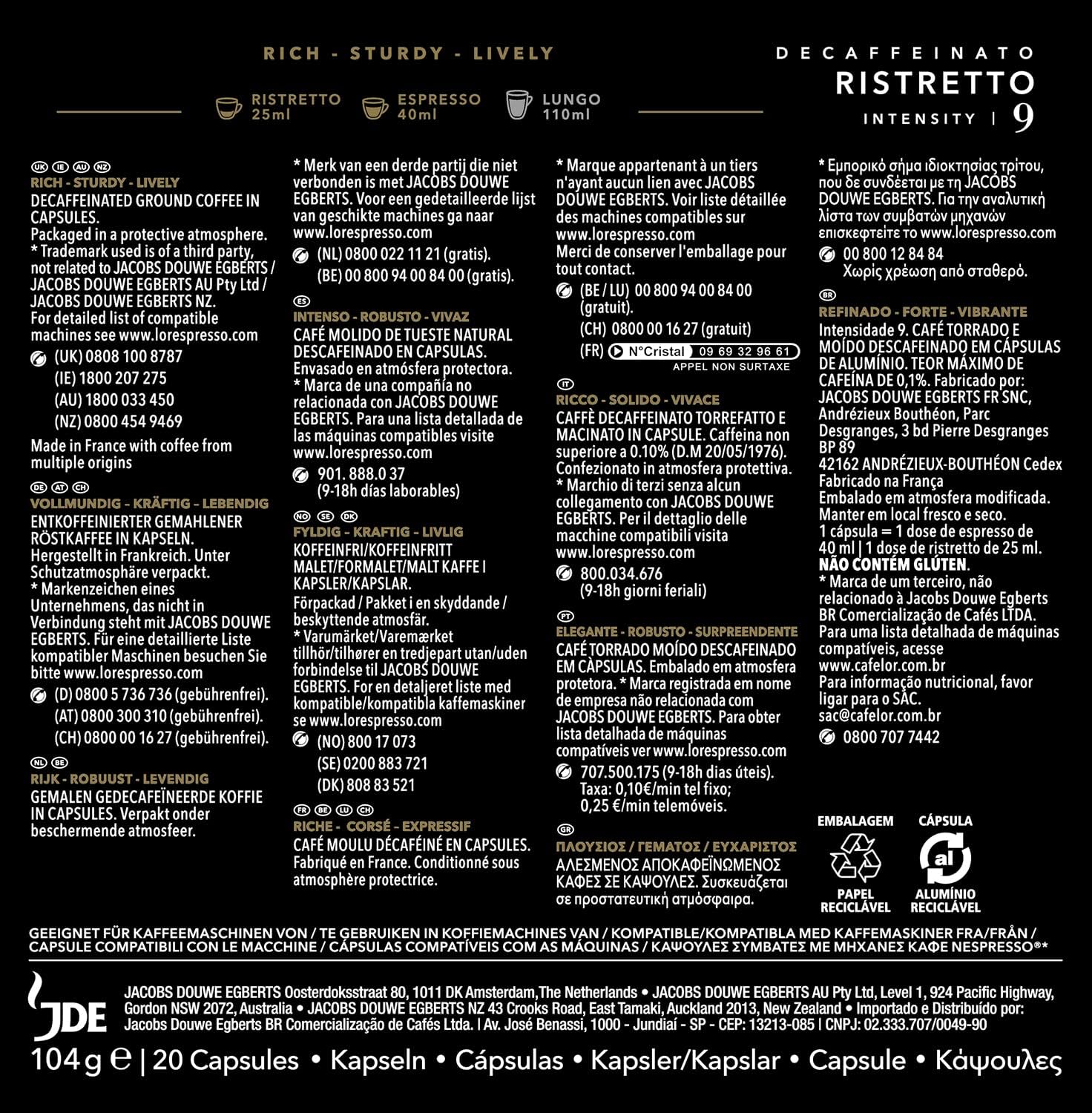 Thumbnail 1 de L'OR Espresso Ristretto Decaffeinato | 200 Cápsulas Nespresso